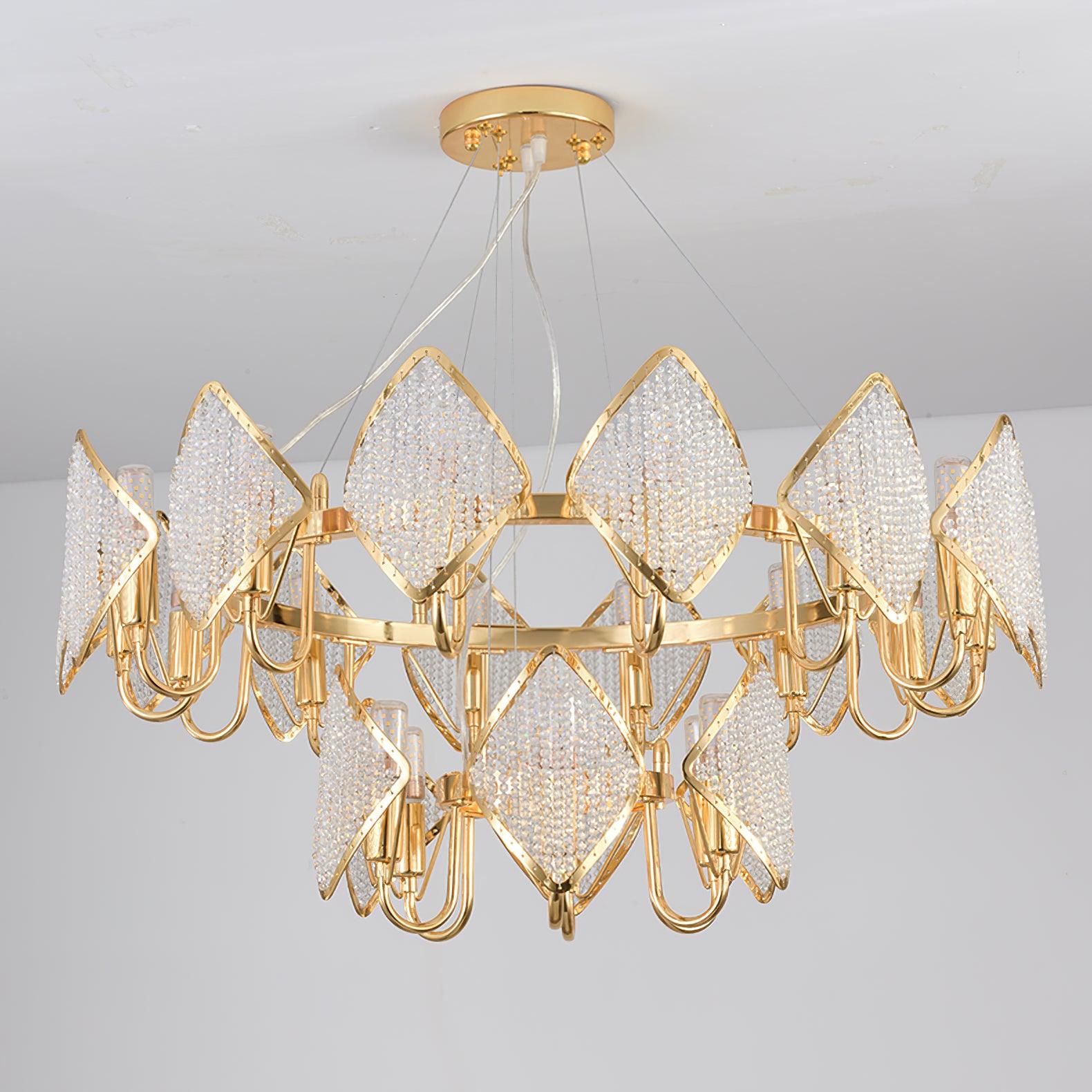 Cyrirena Chandelier Crystal Leaf Double-Tier