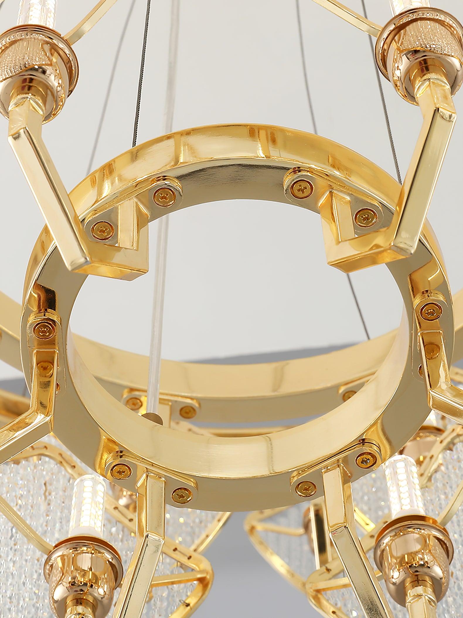Cyrirena Chandelier Crystal Leaf Double-Tier
