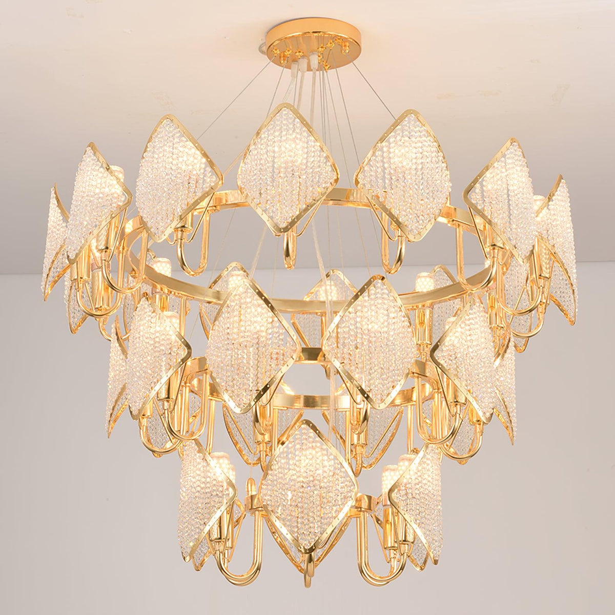 Cyrirena Chandelier Crystal Leaf Double-Tier