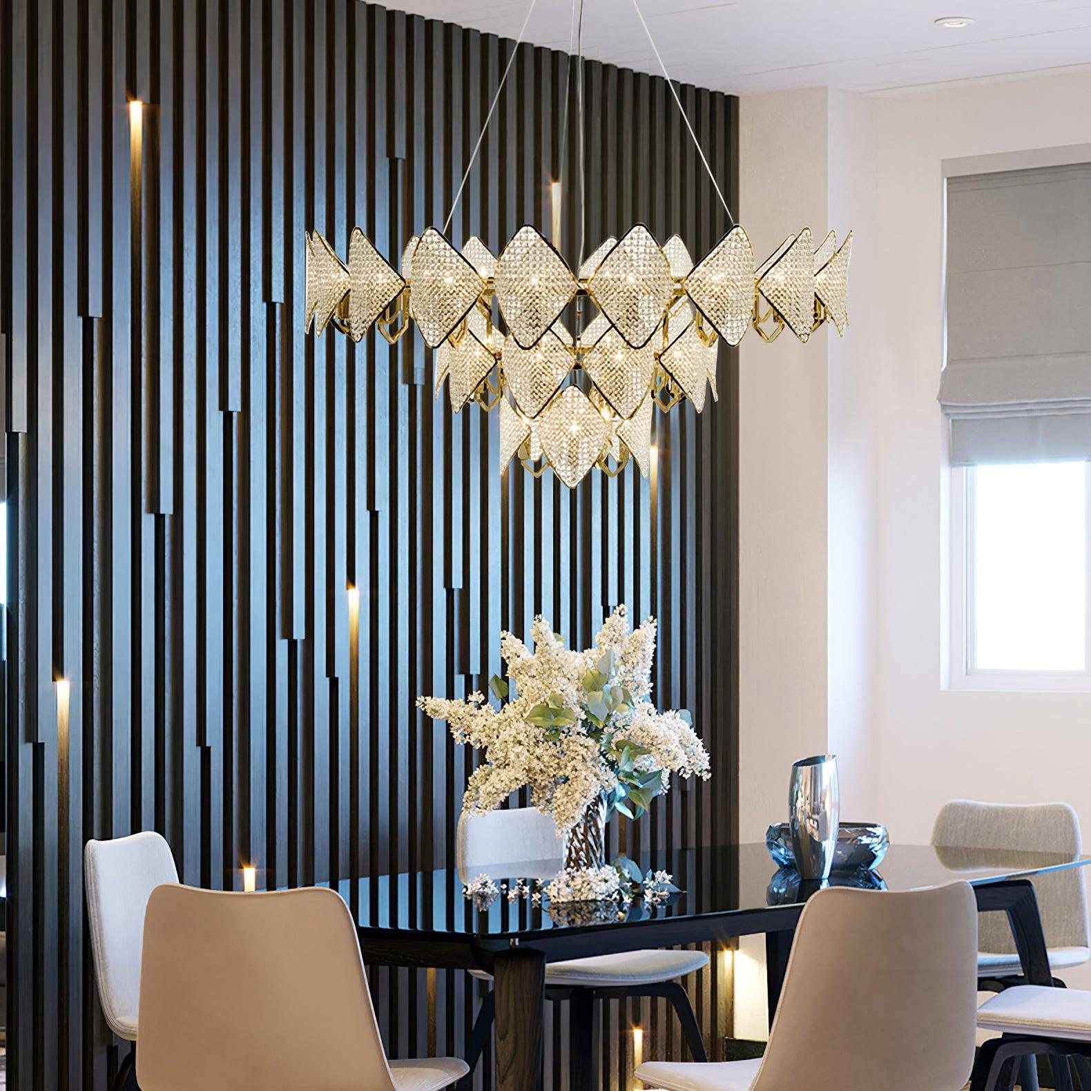 Cyrirena Chandelier Crystal Leaf Double-Tier