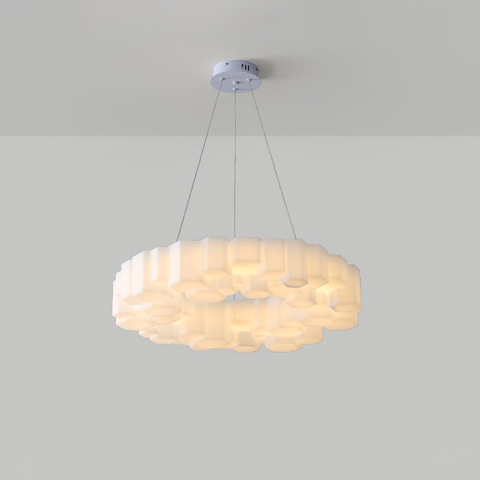 Lioreiel Chandelier Honeycomb Glossy White Polycarbonate