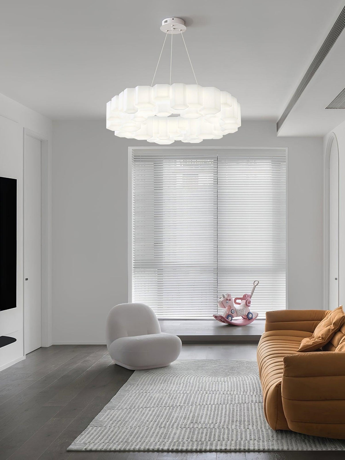 Lioreiel Chandelier Honeycomb Glossy White Polycarbonate