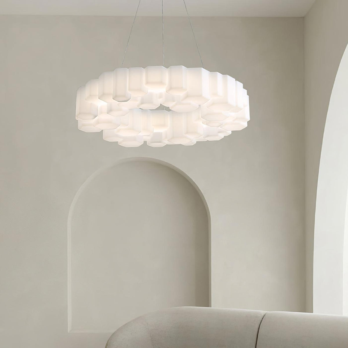 Lioreiel Chandelier Honeycomb Glossy White Polycarbonate