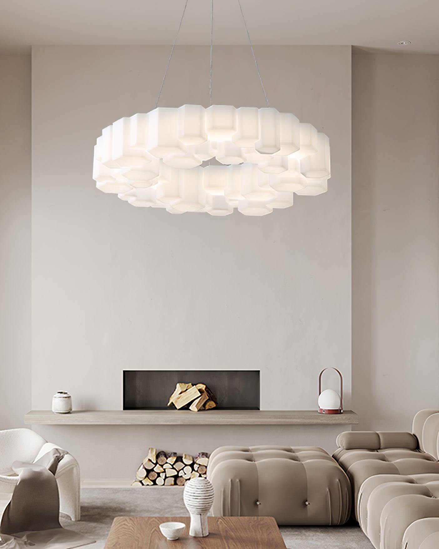 Lioreiel Chandelier Honeycomb Glossy White Polycarbonate