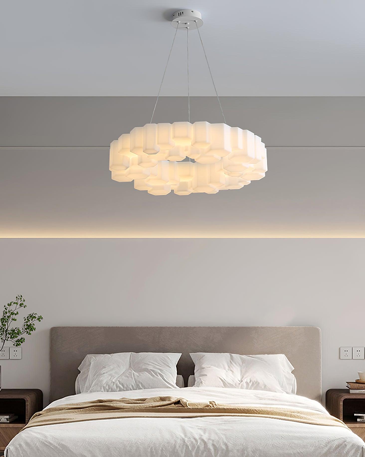 Lioreiel Chandelier Honeycomb Glossy White Polycarbonate