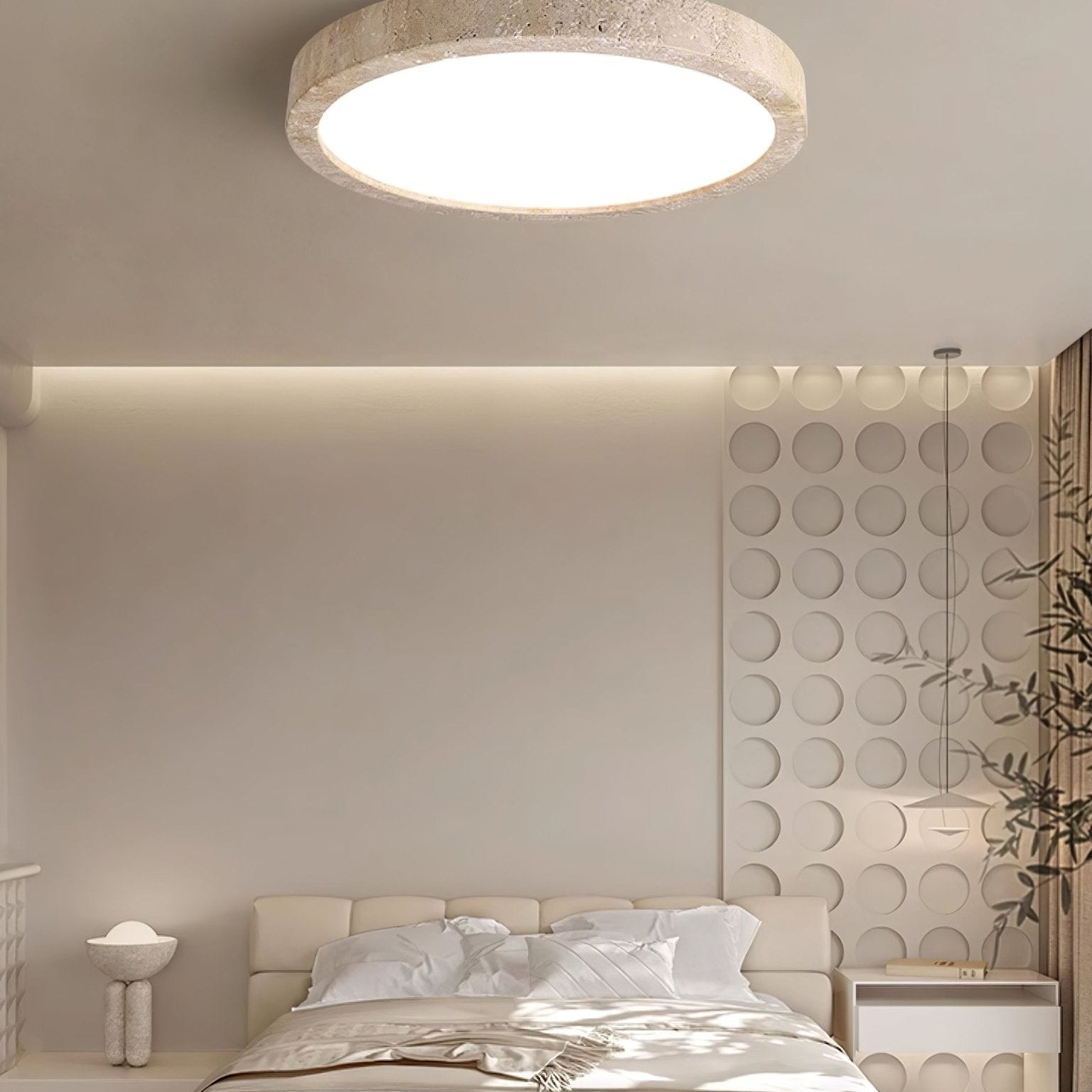 Artalor Minimalist Travertine Ceiling Light - Neutral Decor