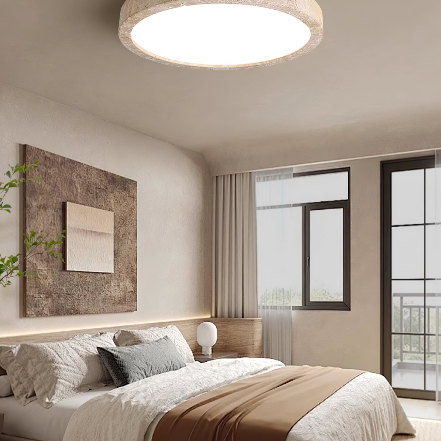 Artalor Minimalist Travertine Ceiling Light - Neutral Decor