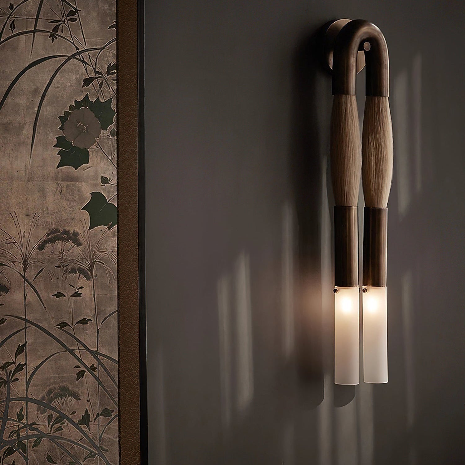 Lustra Wall Lamp Horsehair Glass Brass - Neutral Decor