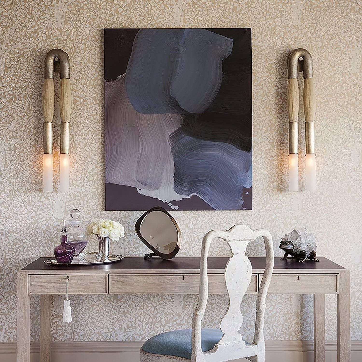 Armand Wall Lamp Horsehair Glass Brass