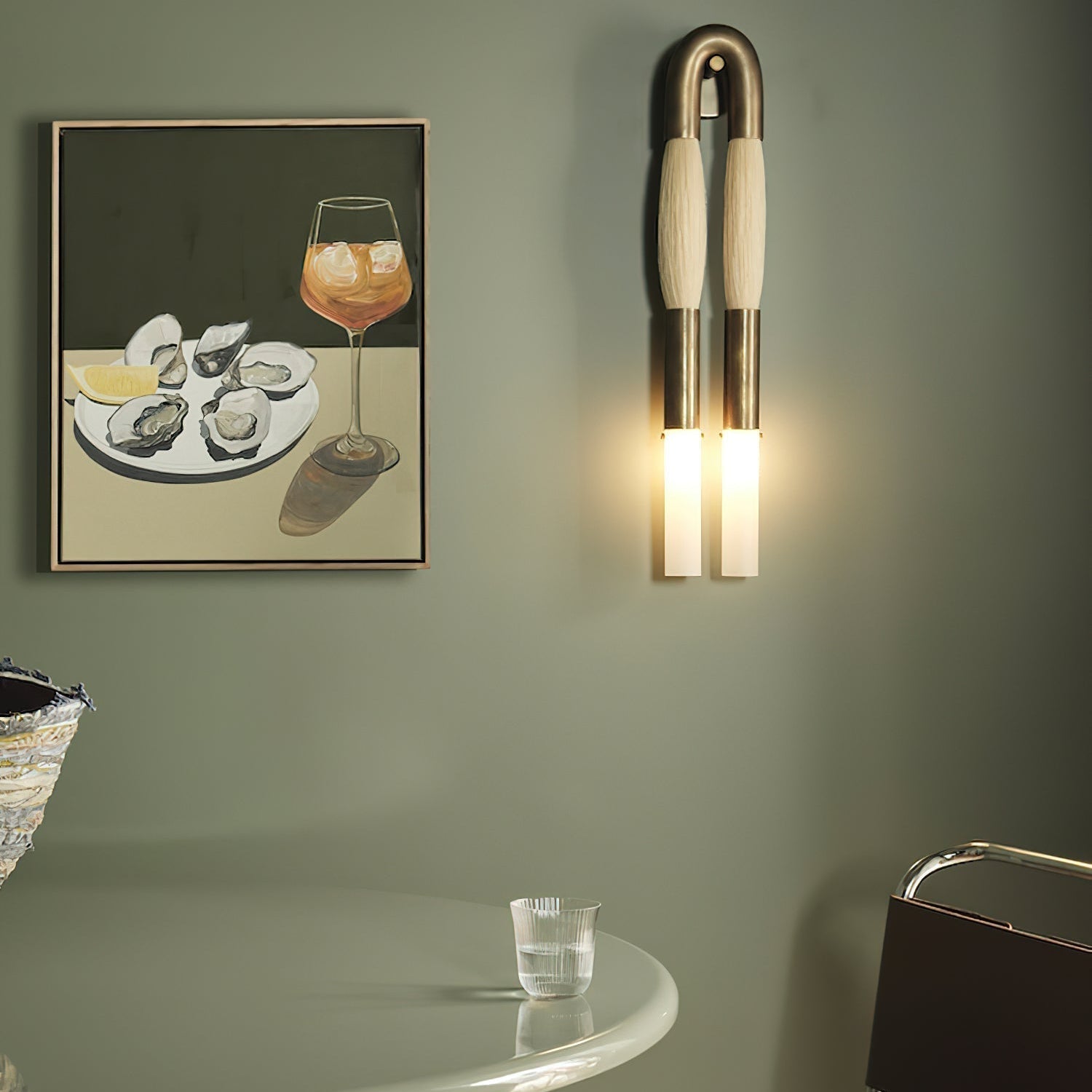 Armand Wall Lamp Horsehair Glass Brass