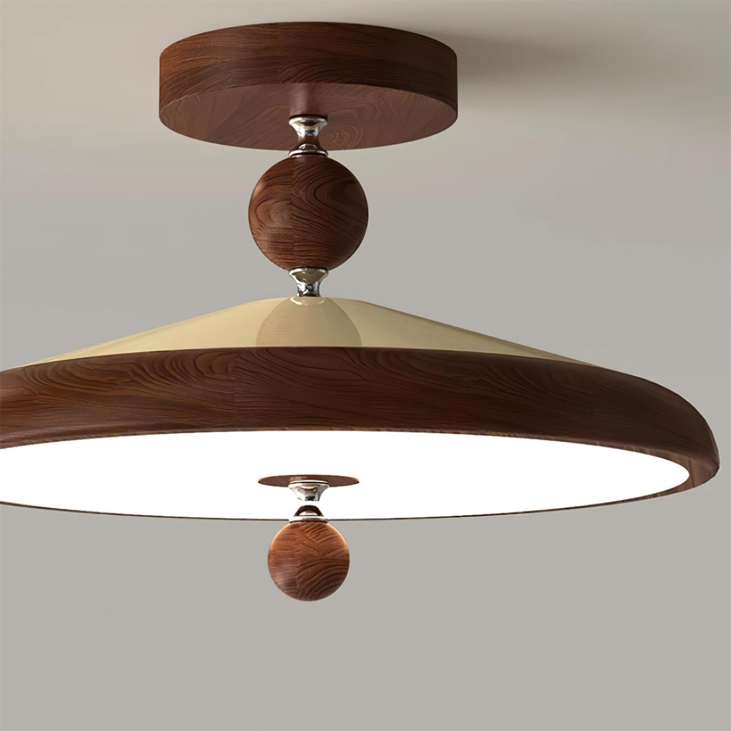 Belano Wooden Frame Round Ceiling Lamp - Neutral Decor