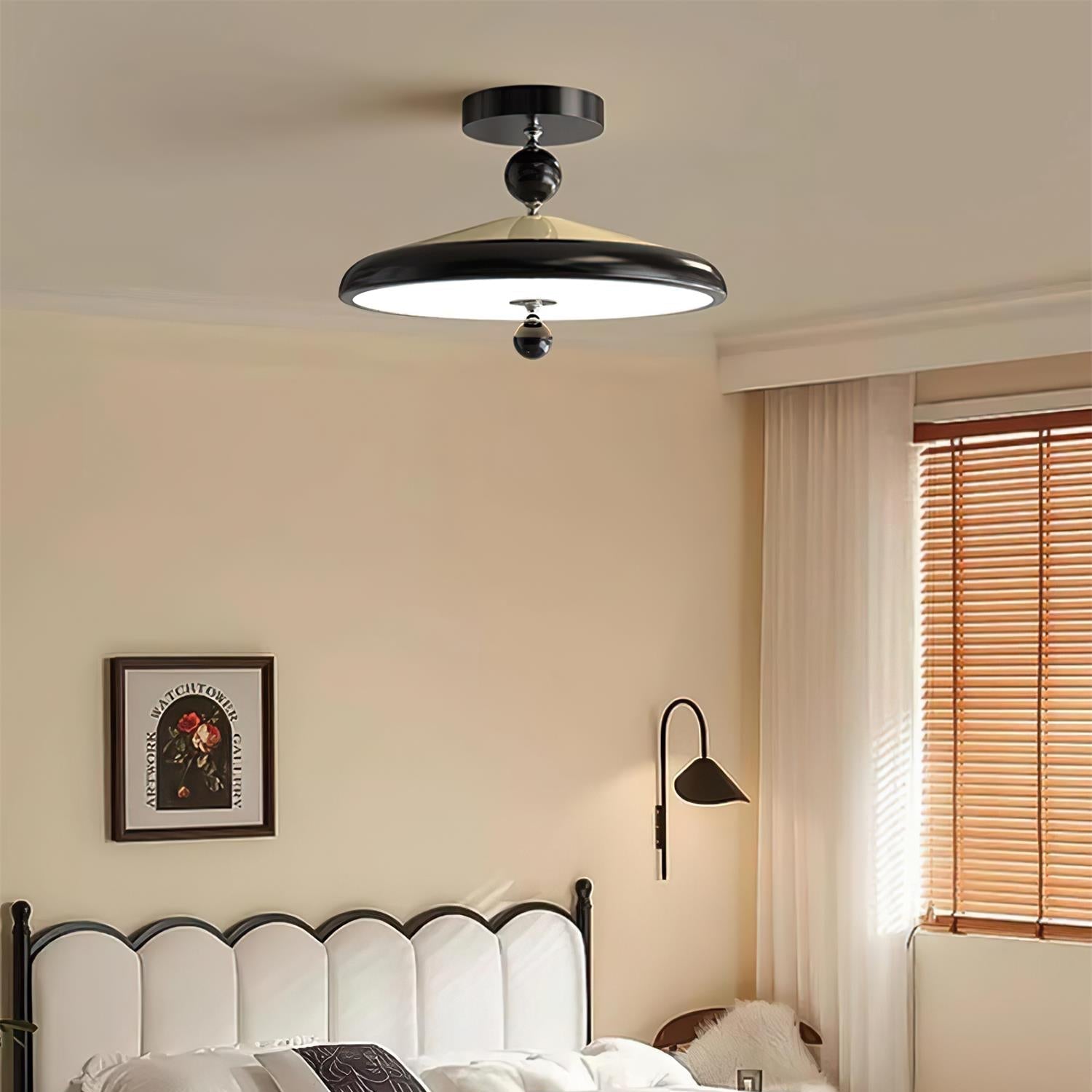 Belano Wooden Frame Round Ceiling Lamp - Neutral Decor