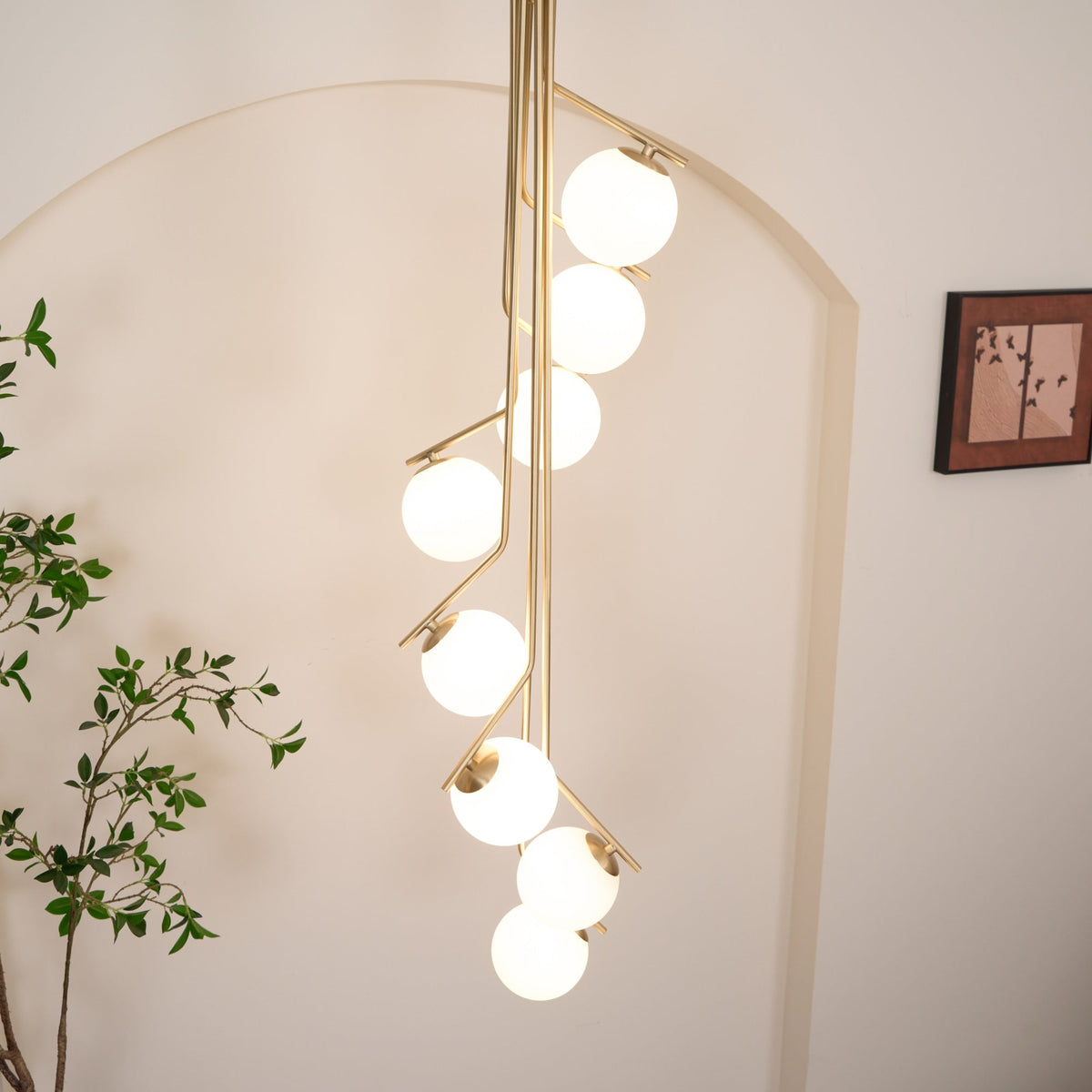 Solivine Chandelier Gold Branch Globe LED