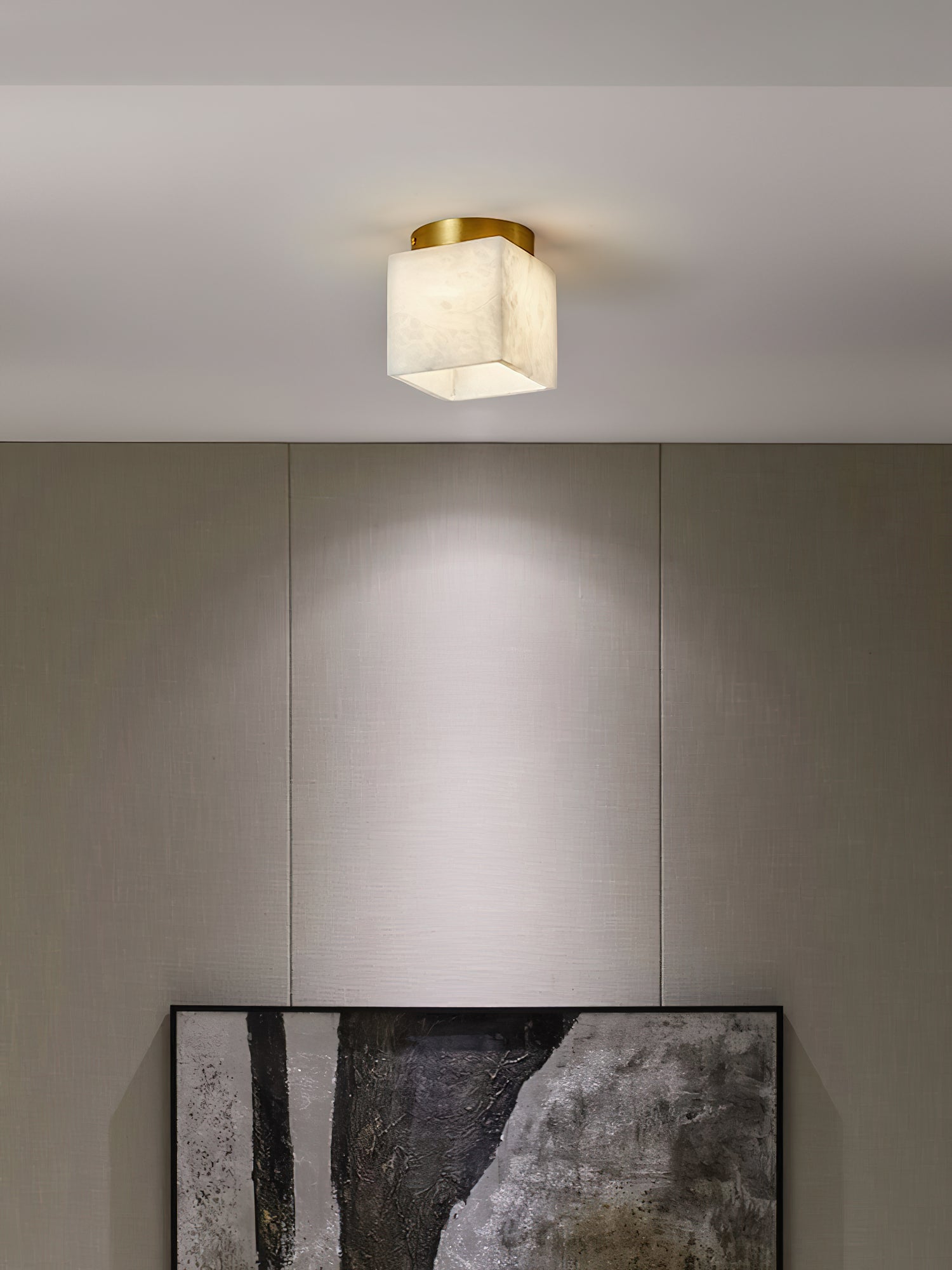 Usilia Modern Minimalist Brass Alabaster Ceiling Light