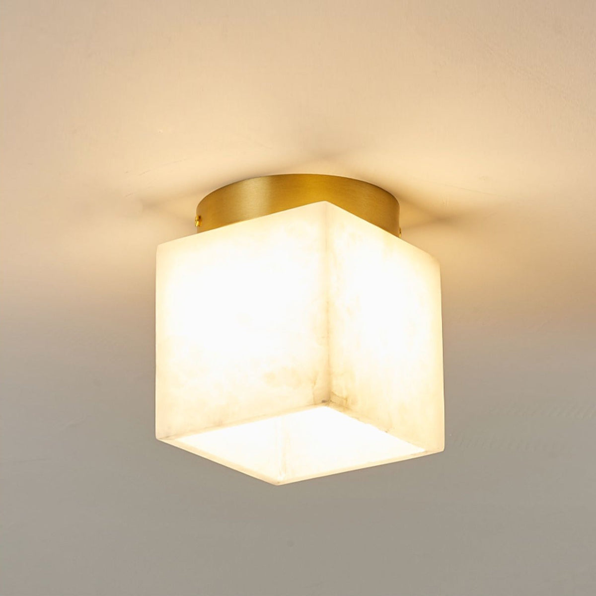 Usilia Modern Minimalist Brass Alabaster Ceiling Light