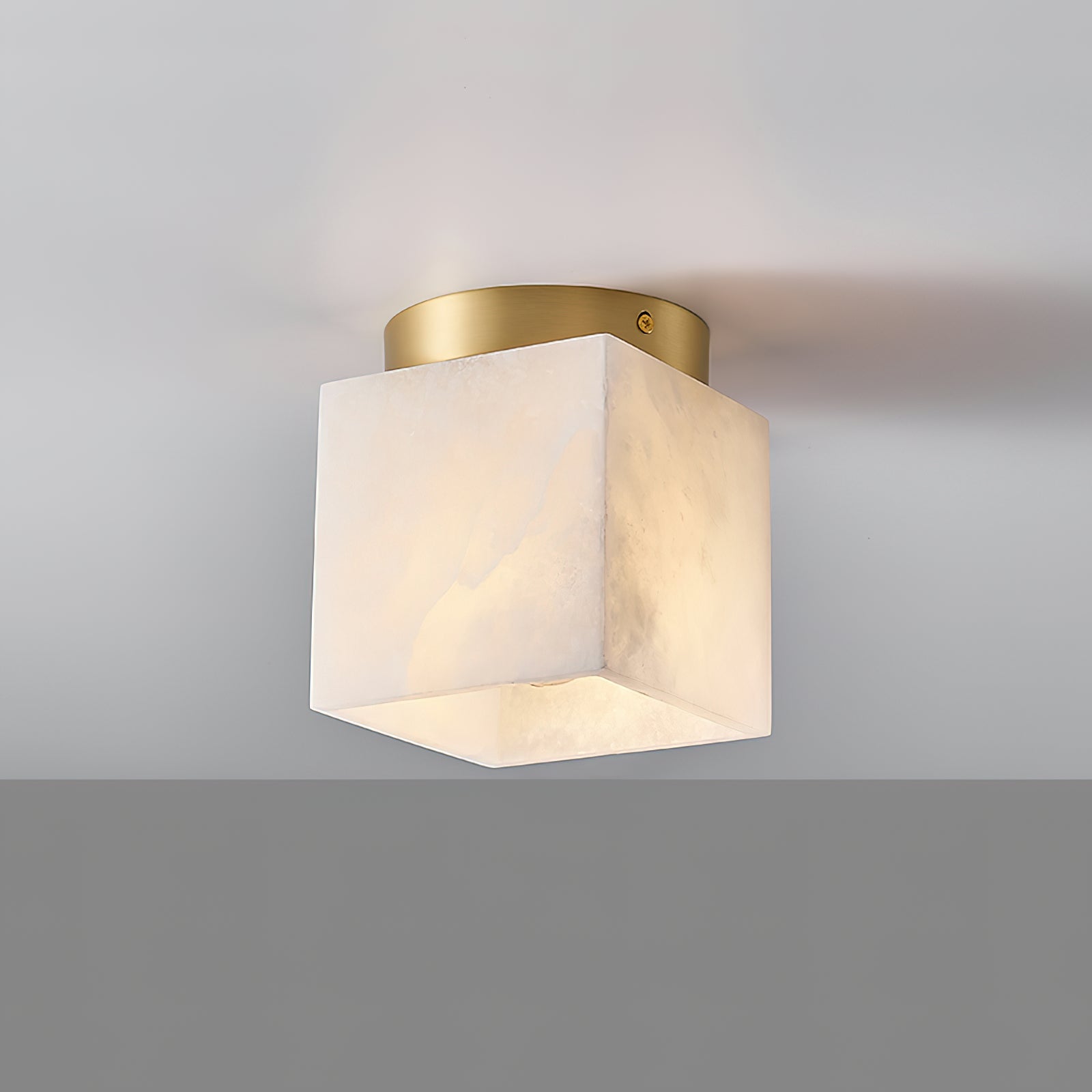 Usilia Modern Minimalist Brass Alabaster Ceiling Light