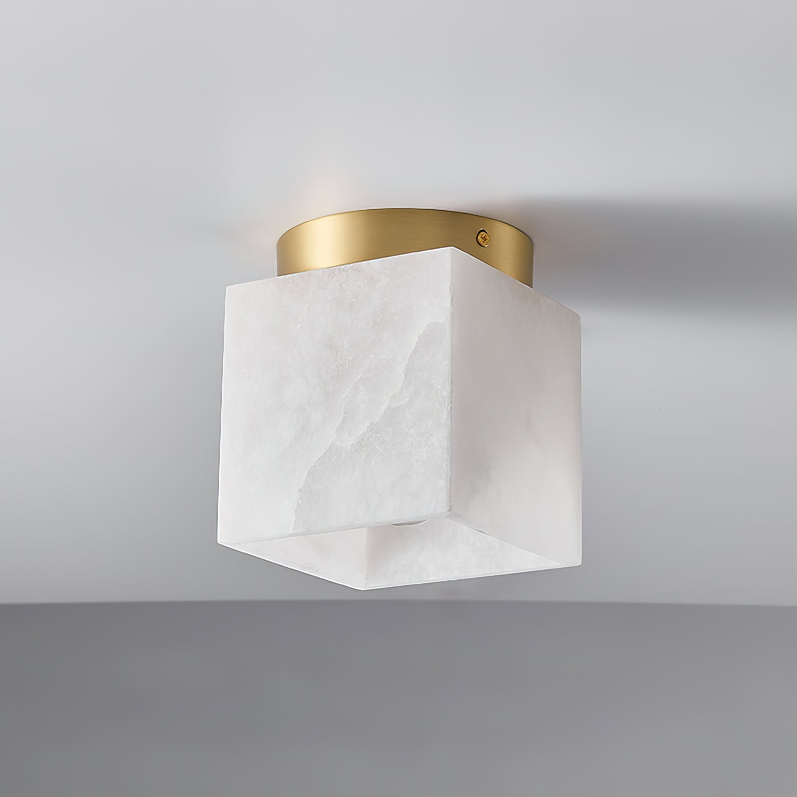 Usilia Modern Minimalist Brass Alabaster Ceiling Light