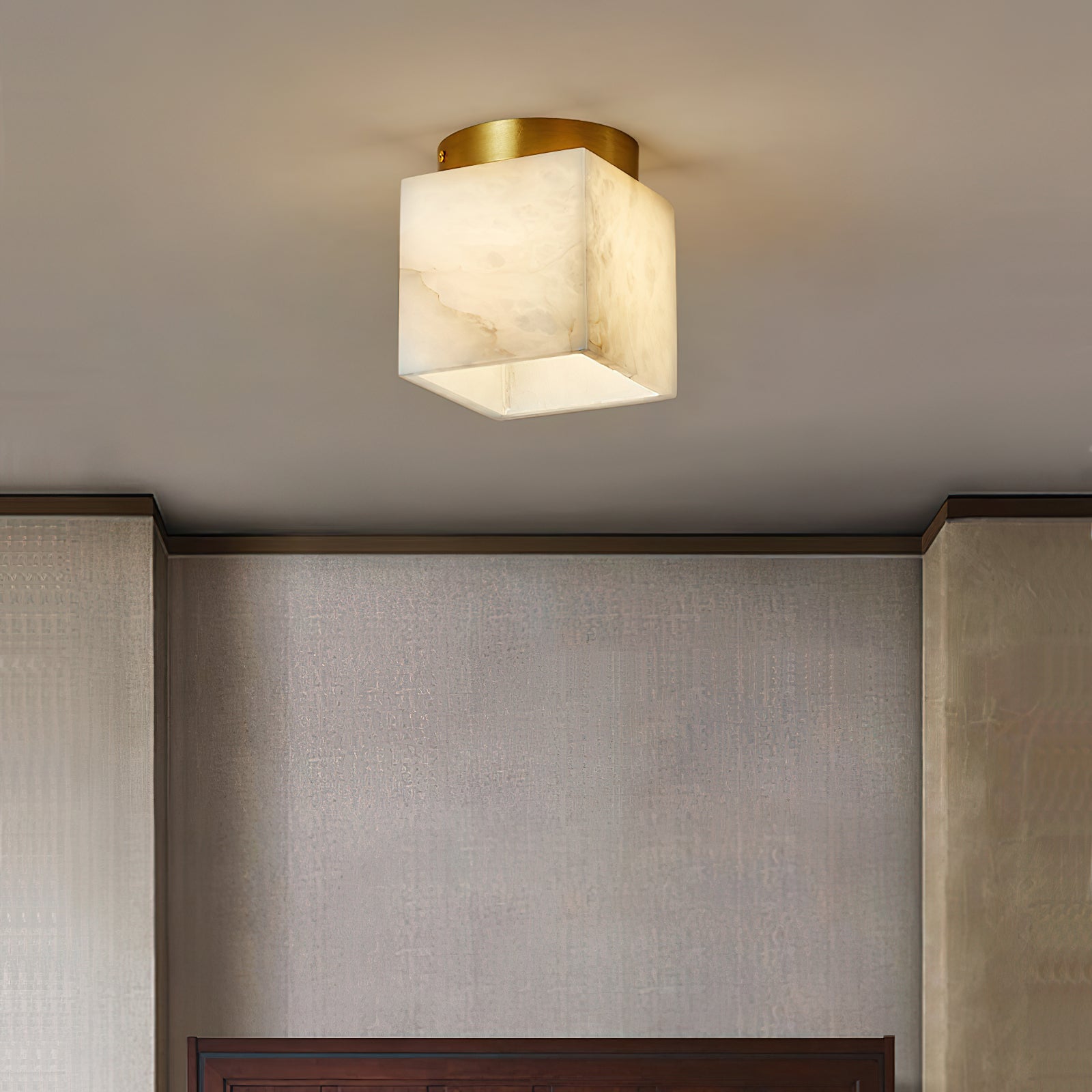 Usilia Modern Minimalist Brass Alabaster Ceiling Light - Neutral Decor