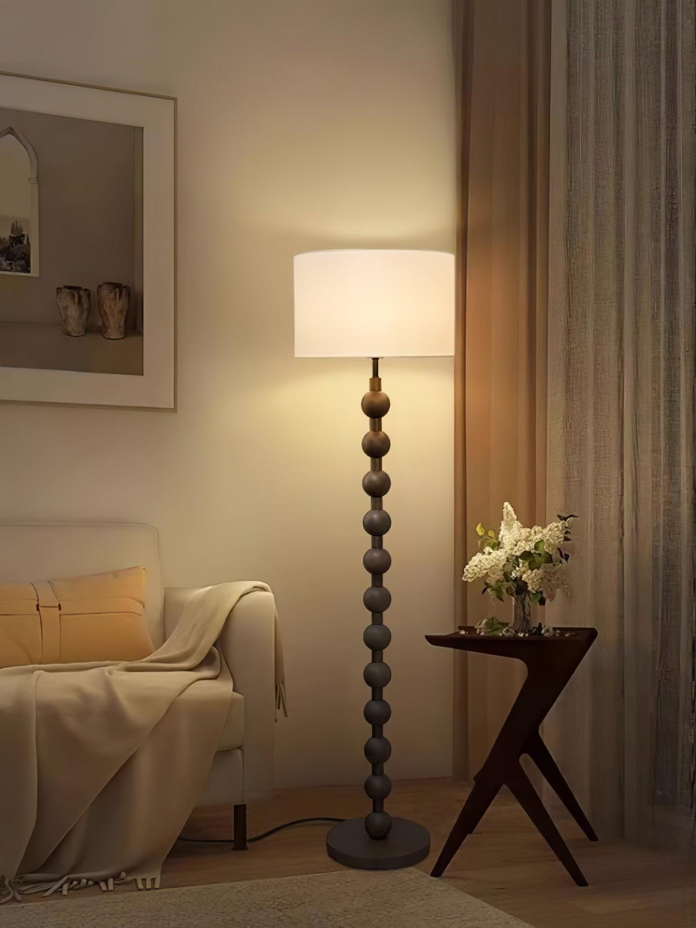 Paston Wood Fabric Floor Lamp