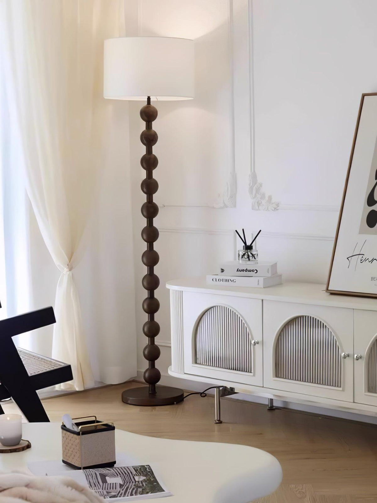 Paston Wood Fabric Floor Lamp