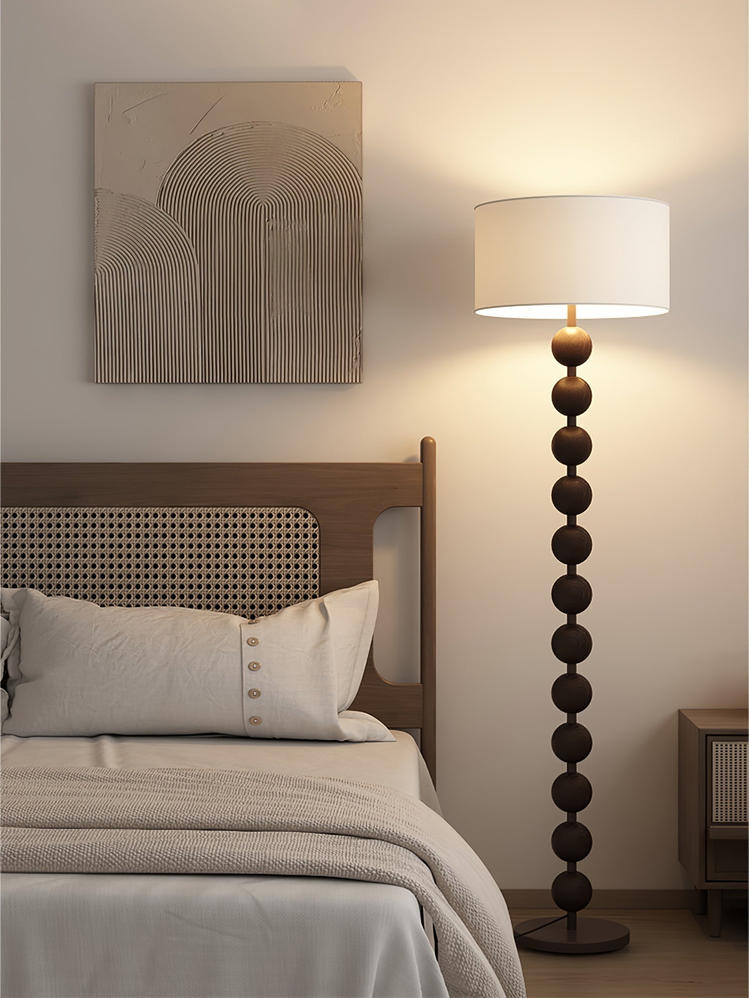 Paston Wood Fabric Floor Lamp
