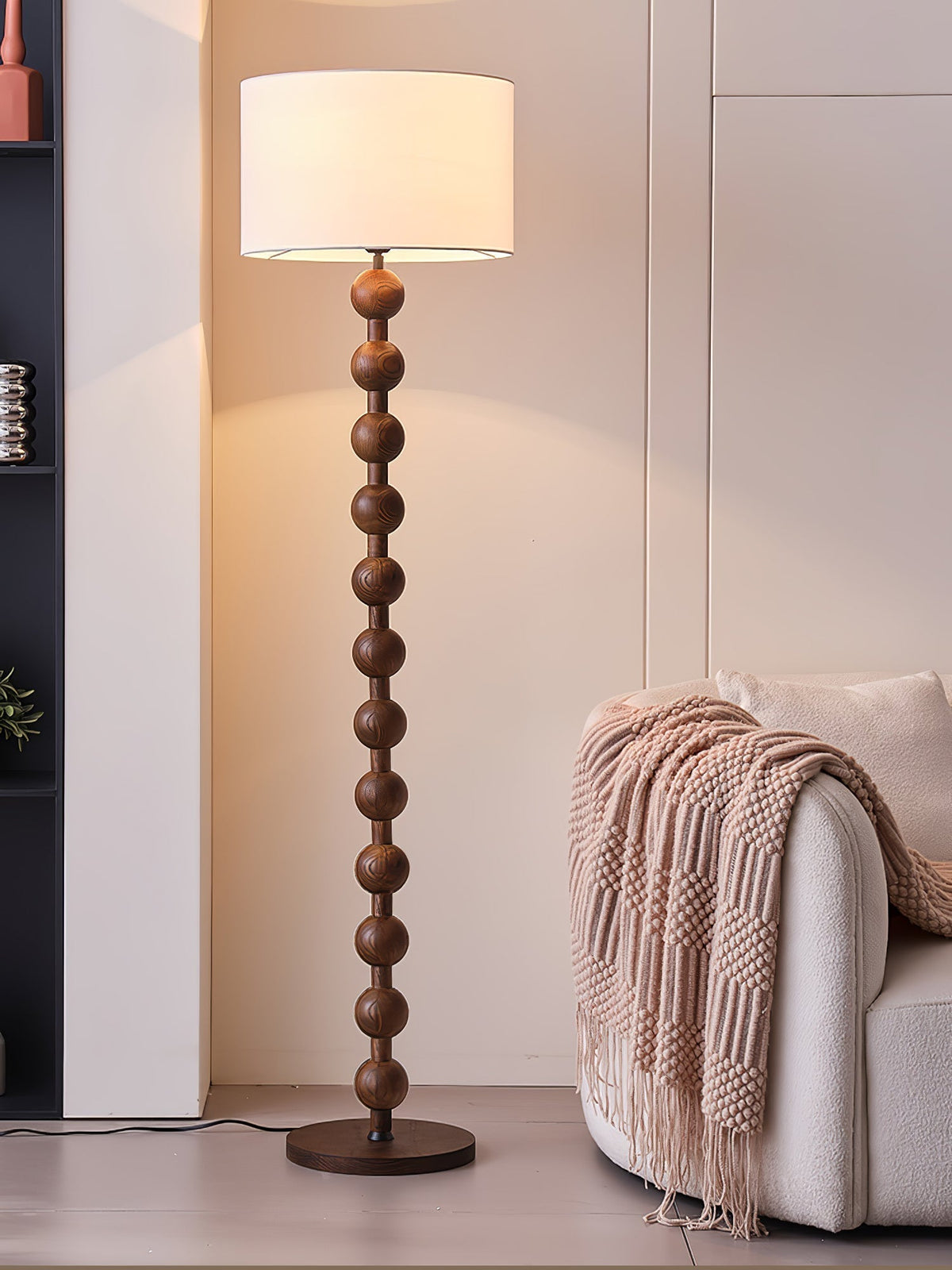 Paston Wood Fabric Floor Lamp