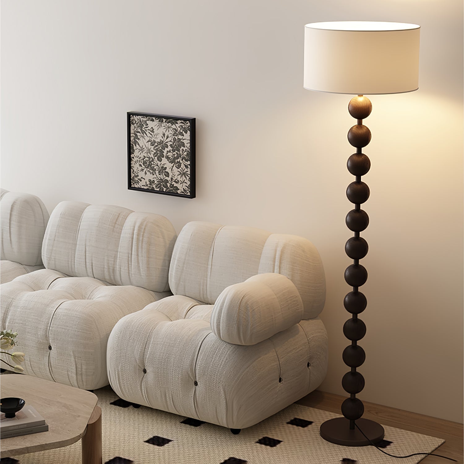 Paston Wood Fabric Floor Lamp