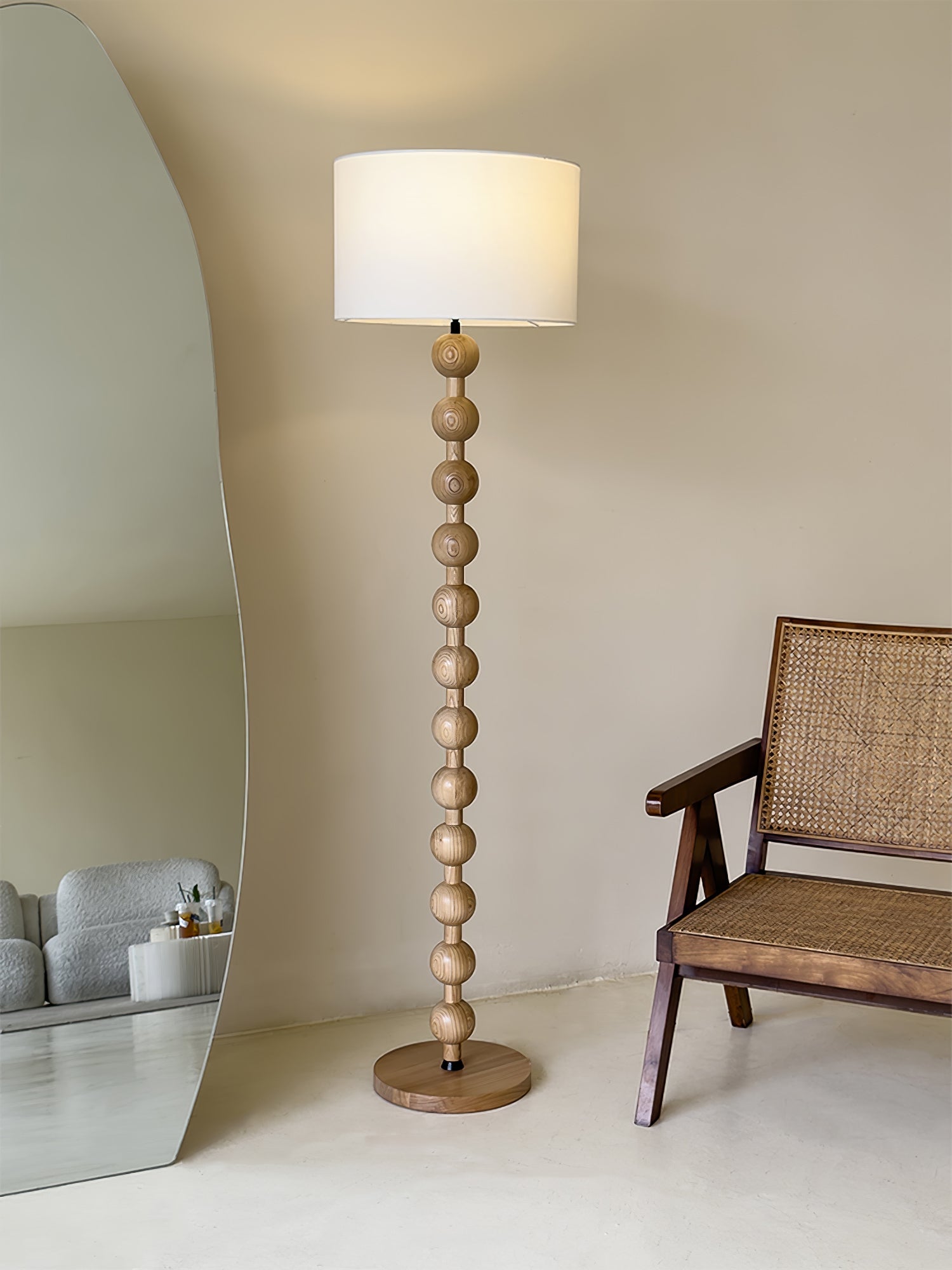 Paston Wood Fabric Floor Lamp