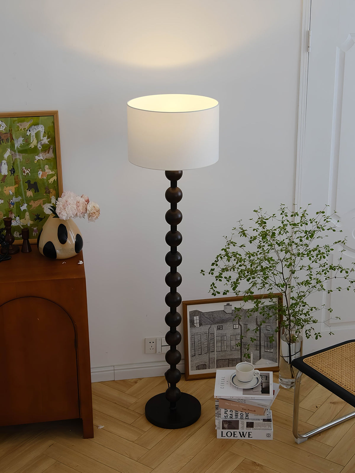 Paston Wood Fabric Floor Lamp