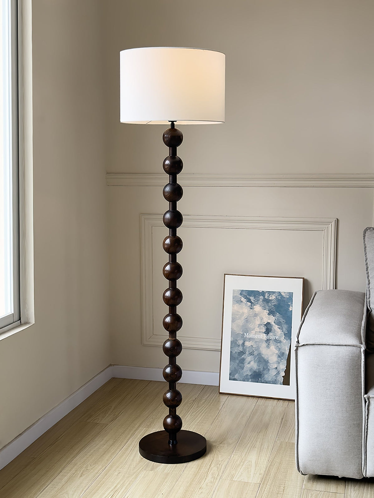 Paston Wood Fabric Floor Lamp