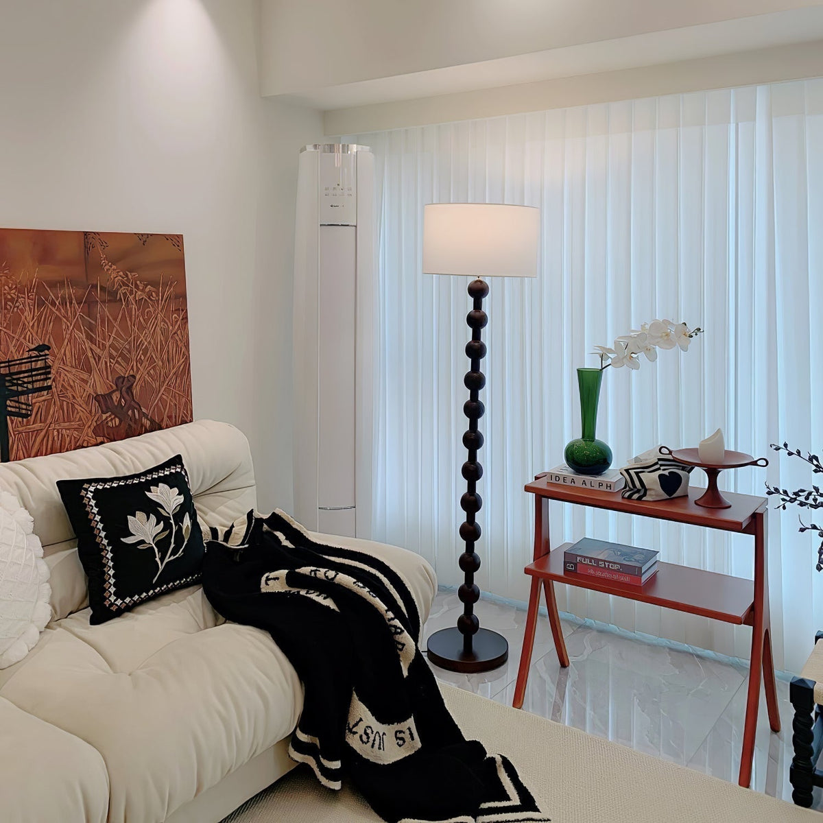 Paston Wood Fabric Floor Lamp