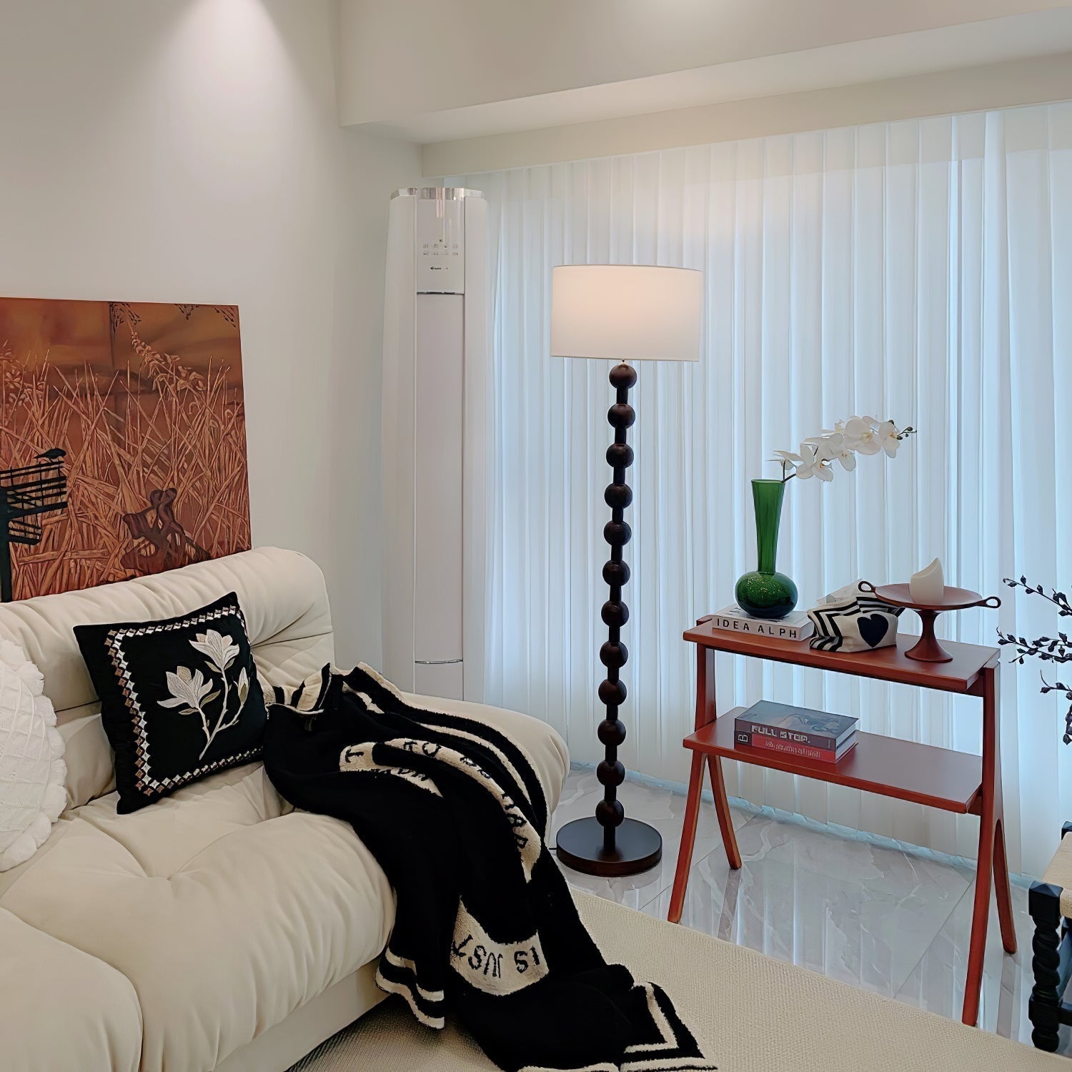 Paston Wood Fabric Floor Lamp