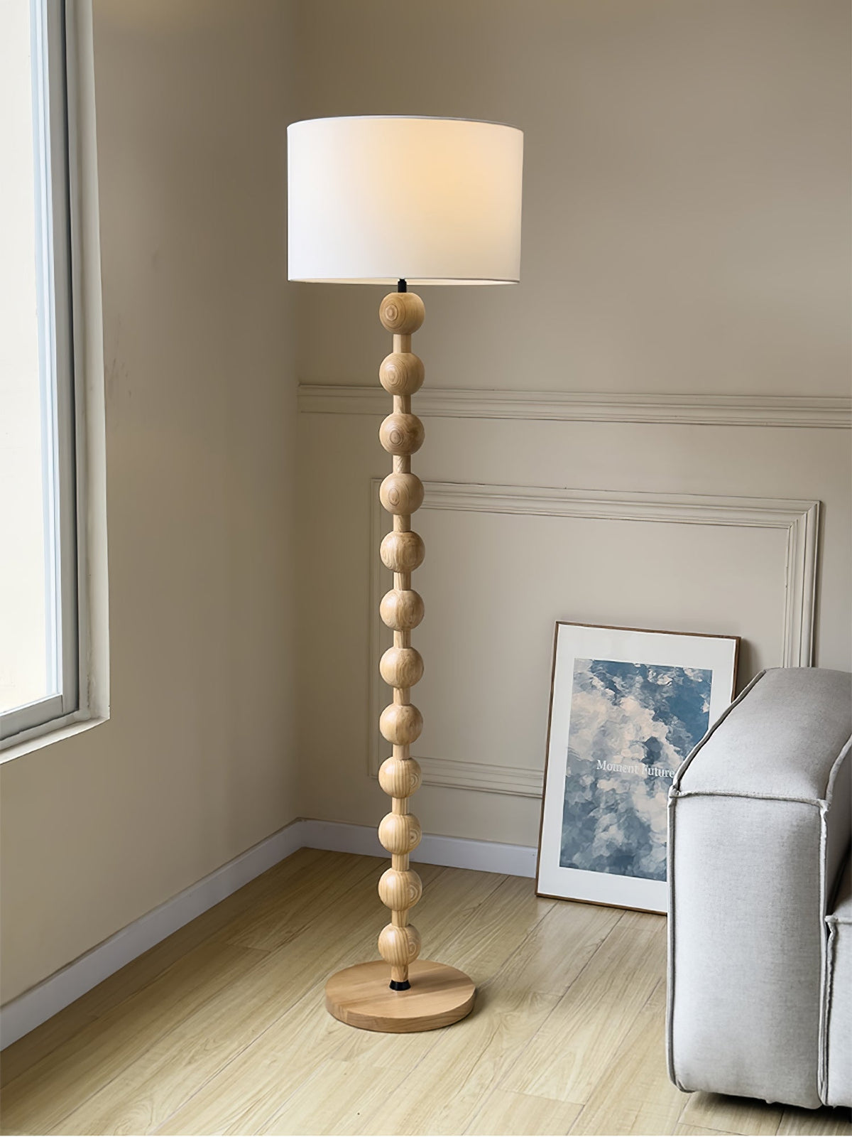 Paston Wood Fabric Floor Lamp