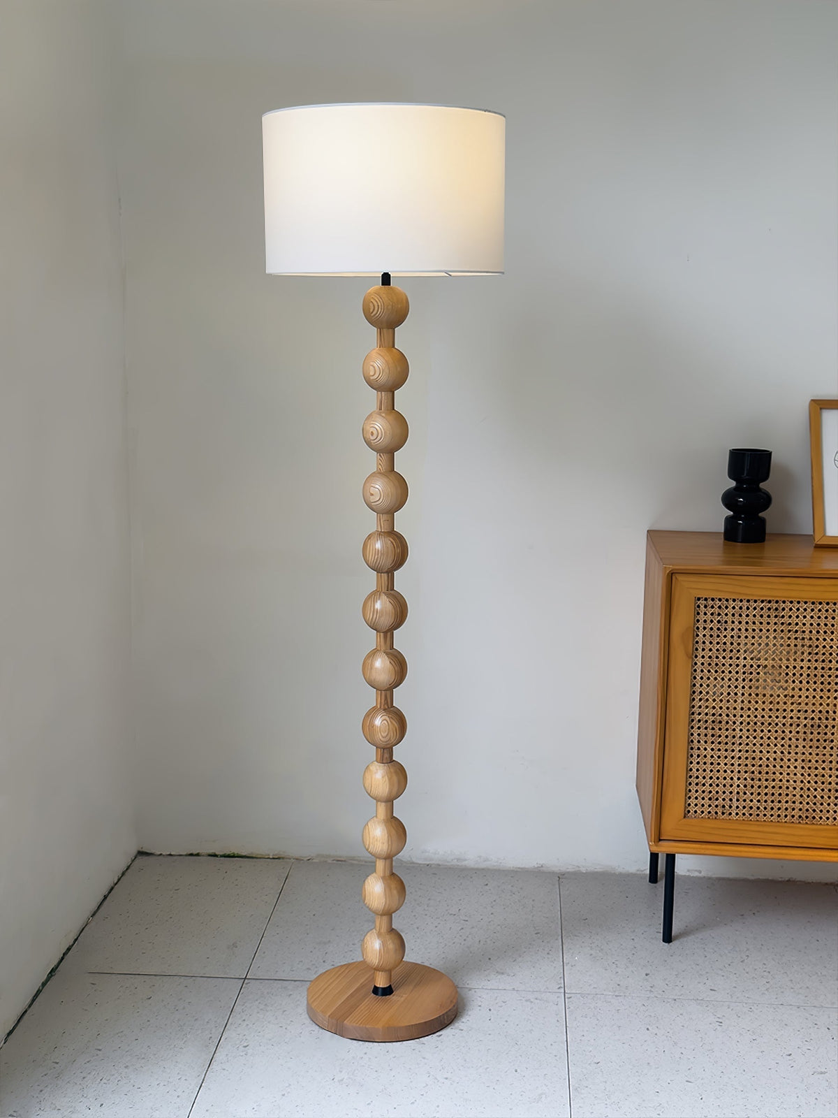 Paston Wood Fabric Floor Lamp