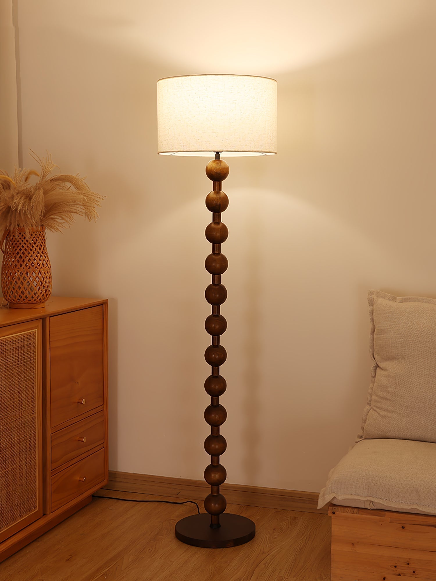 Paston Wood Fabric Floor Lamp