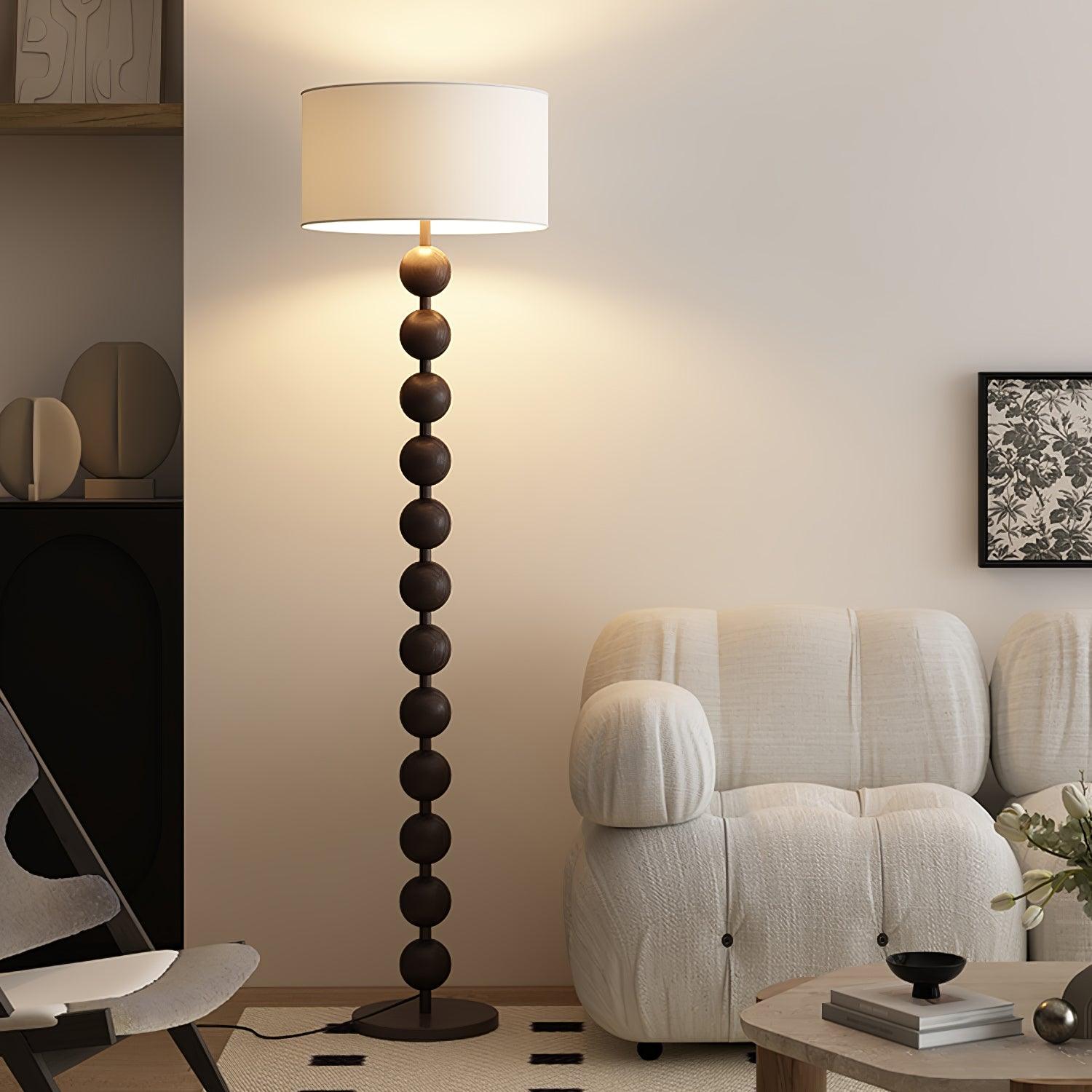 Paston Wood Fabric Floor Lamp