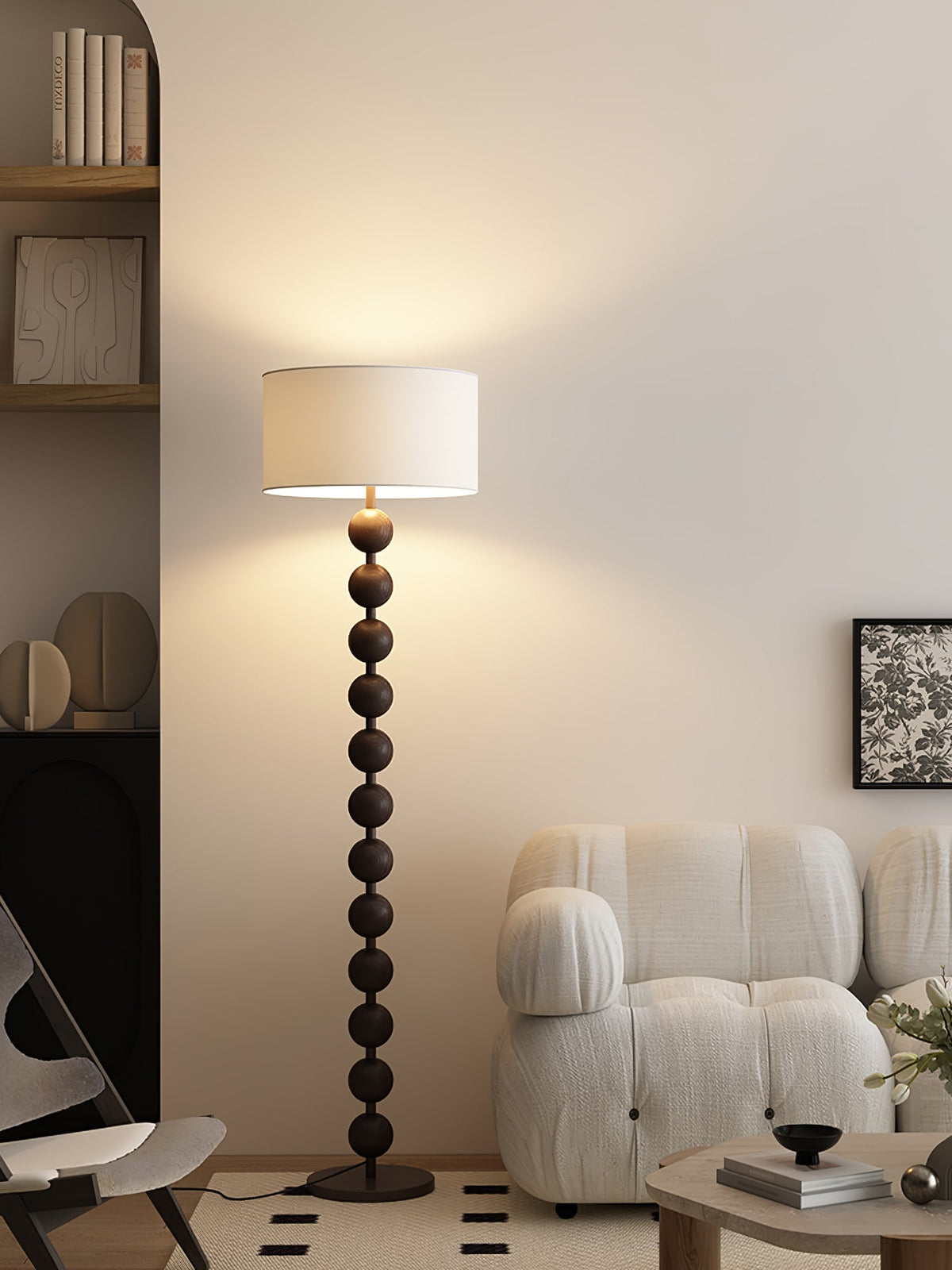 Paston Wood Fabric Floor Lamp