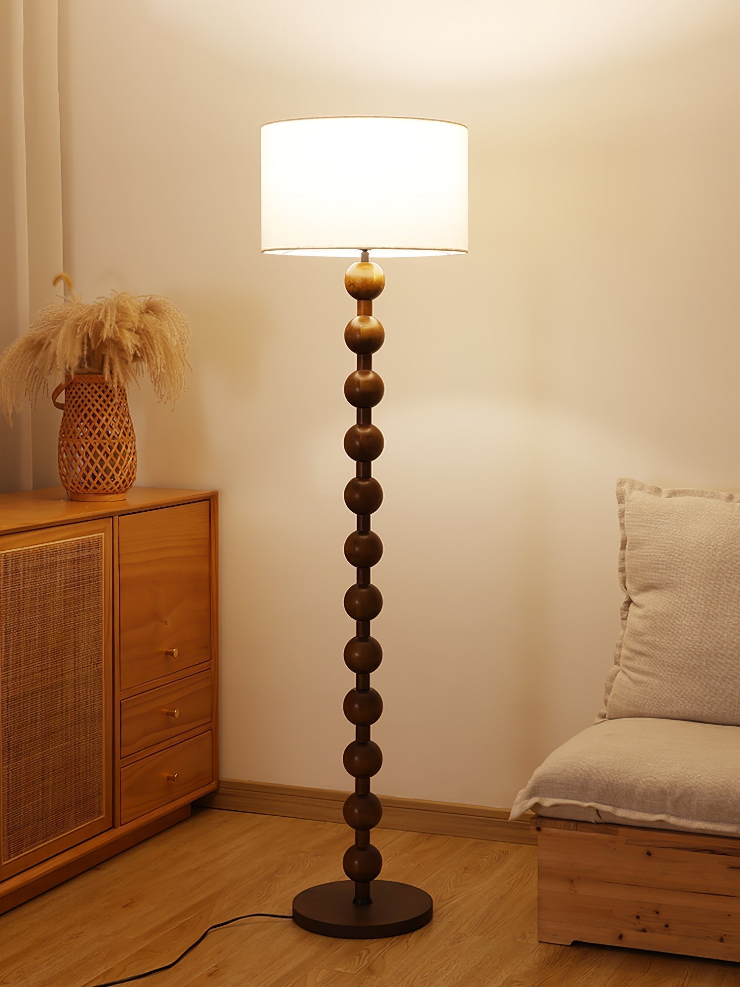 Paston Wood Fabric Floor Lamp