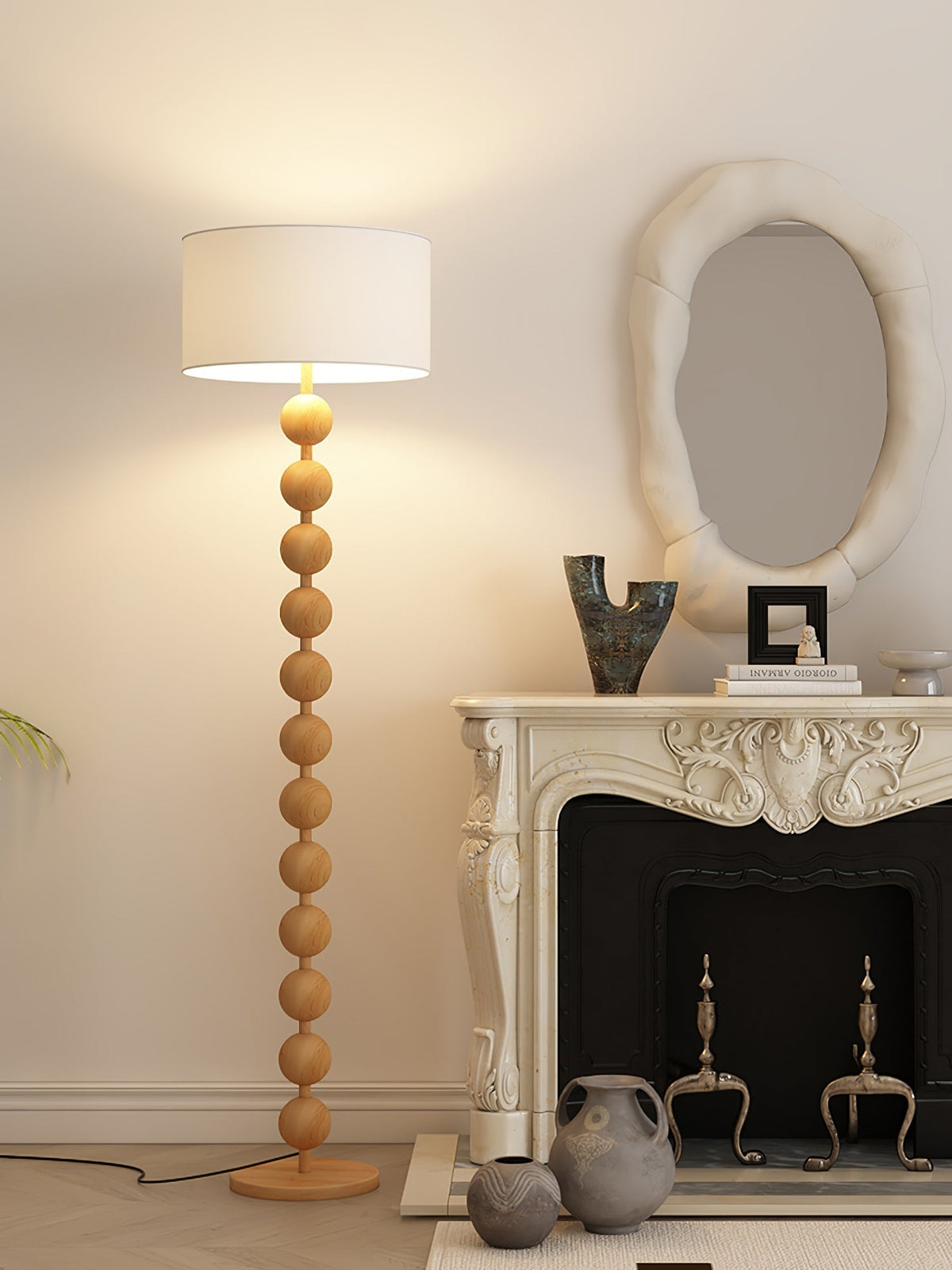 Paston Wood Fabric Floor Lamp