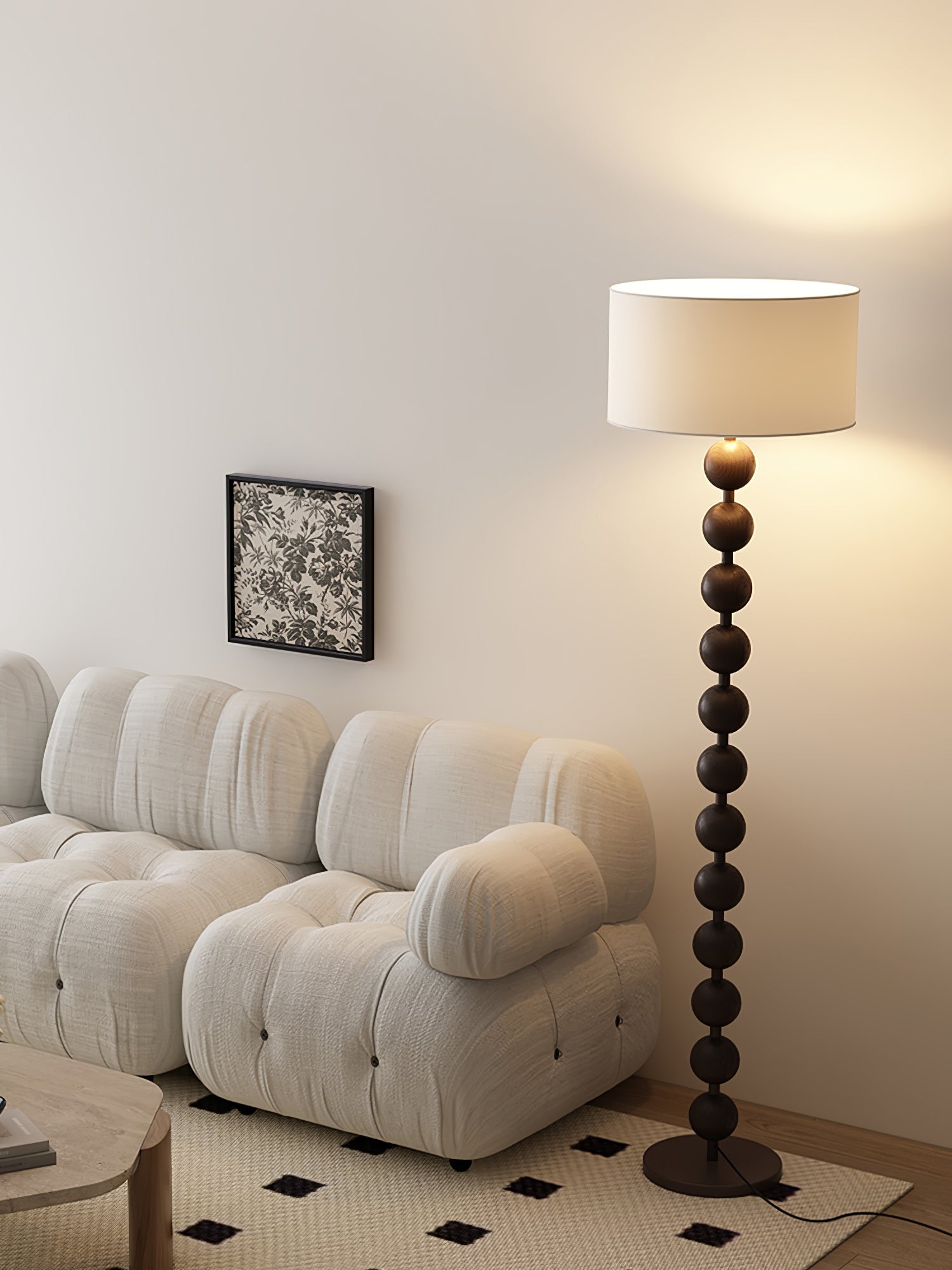 Paston Wood Fabric Floor Lamp
