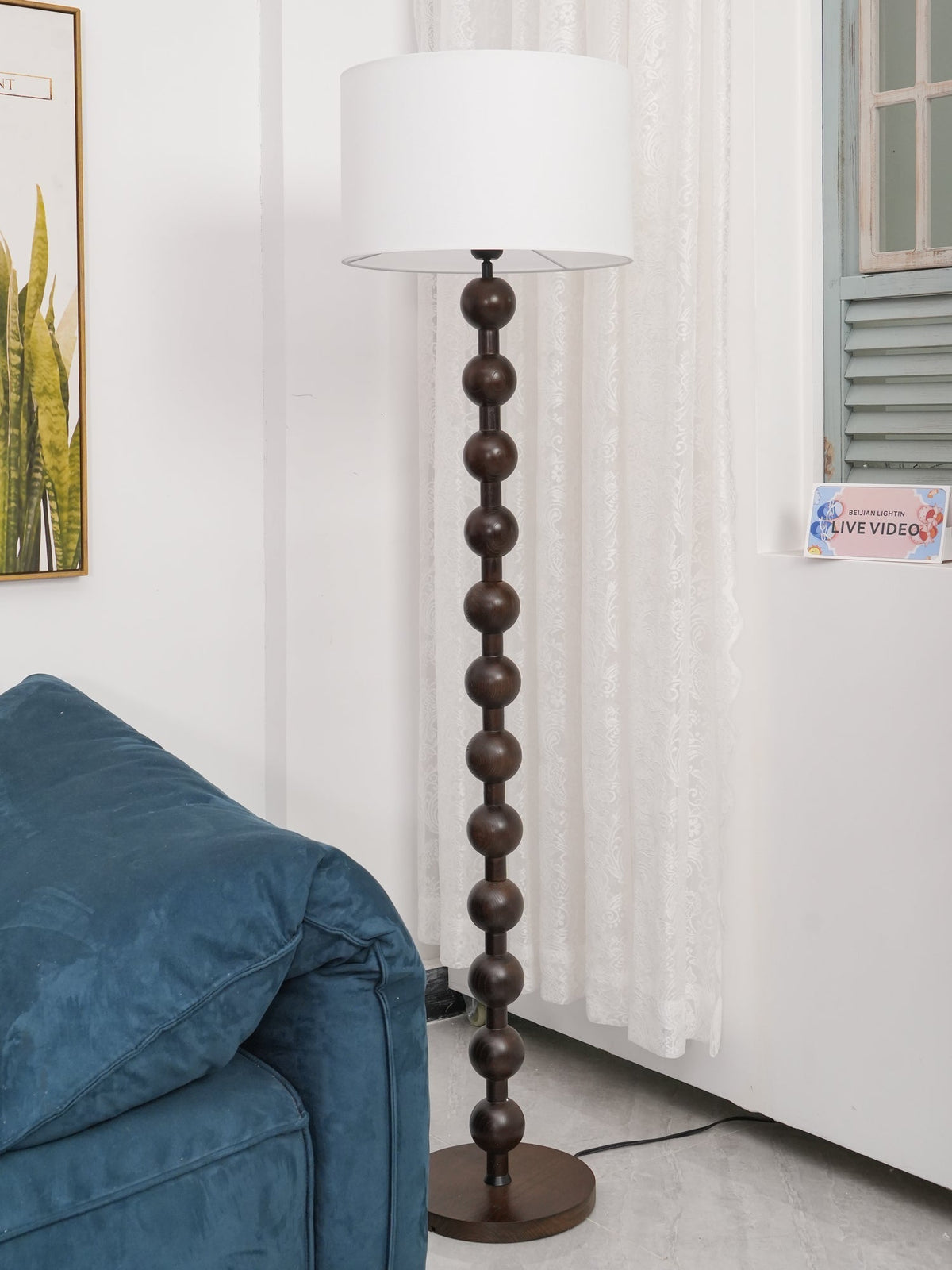 Paston Wood Fabric Floor Lamp
