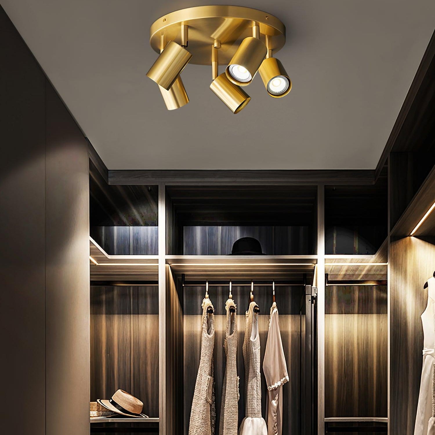 Solara Ceiling Lamp Brass Cylinder Adjustable Contemporary - Neutral Decor