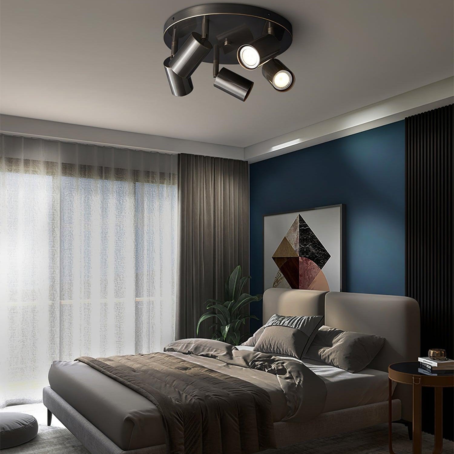 Solara Ceiling Lamp Brass Cylinder Adjustable Contemporary - Neutral Decor