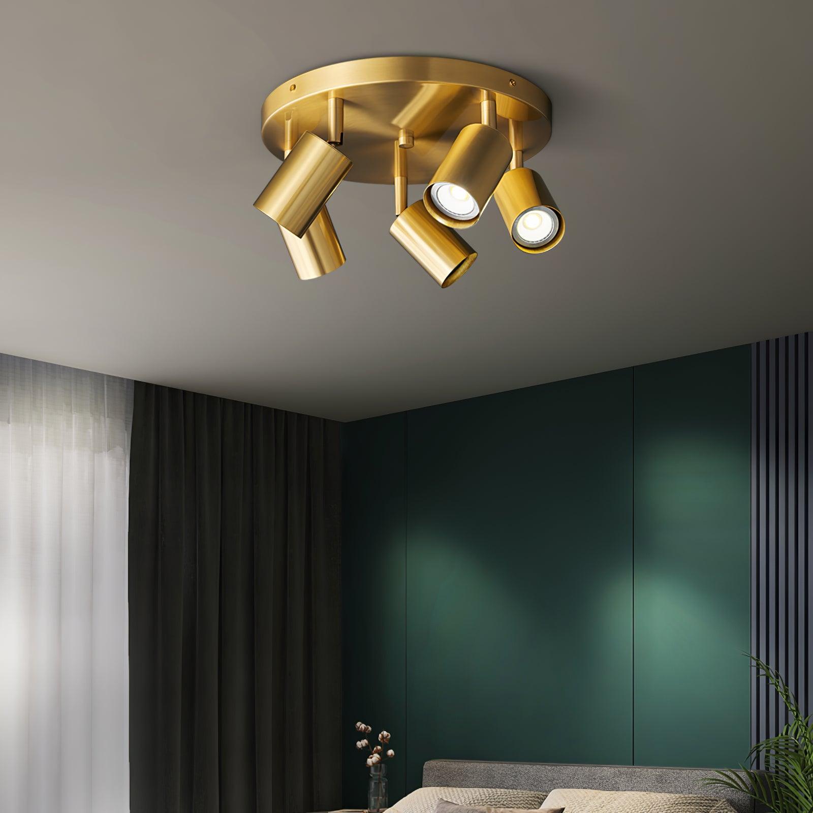 Solara Ceiling Lamp Brass Cylinder Adjustable Contemporary - Neutral Decor