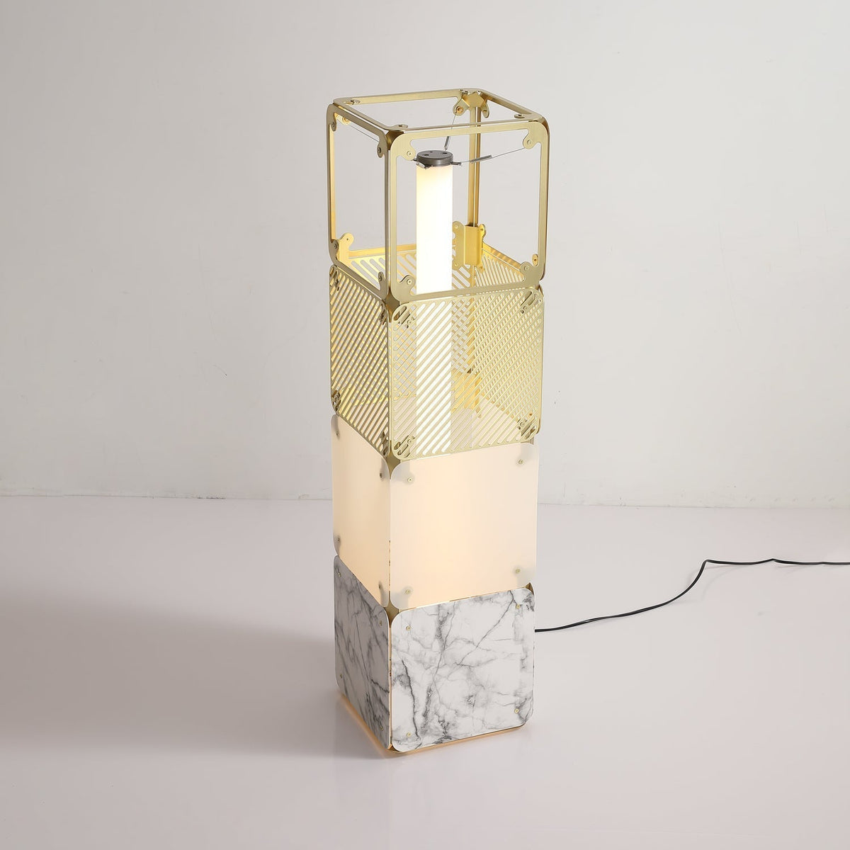 LuxeGrid Industrial Brass Floor Lamp