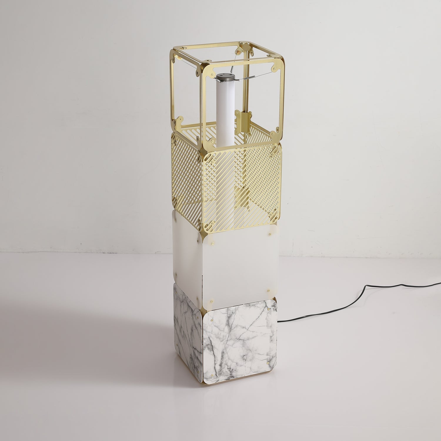 LuxeGrid Industrial Brass Floor Lamp