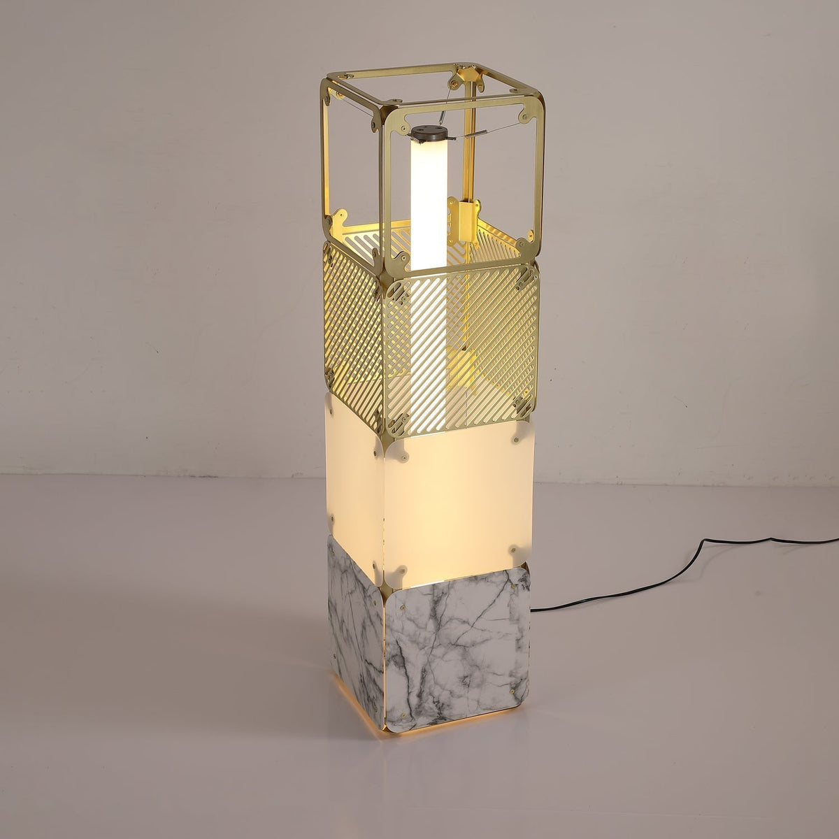 LuxeGrid Industrial Brass Floor Lamp