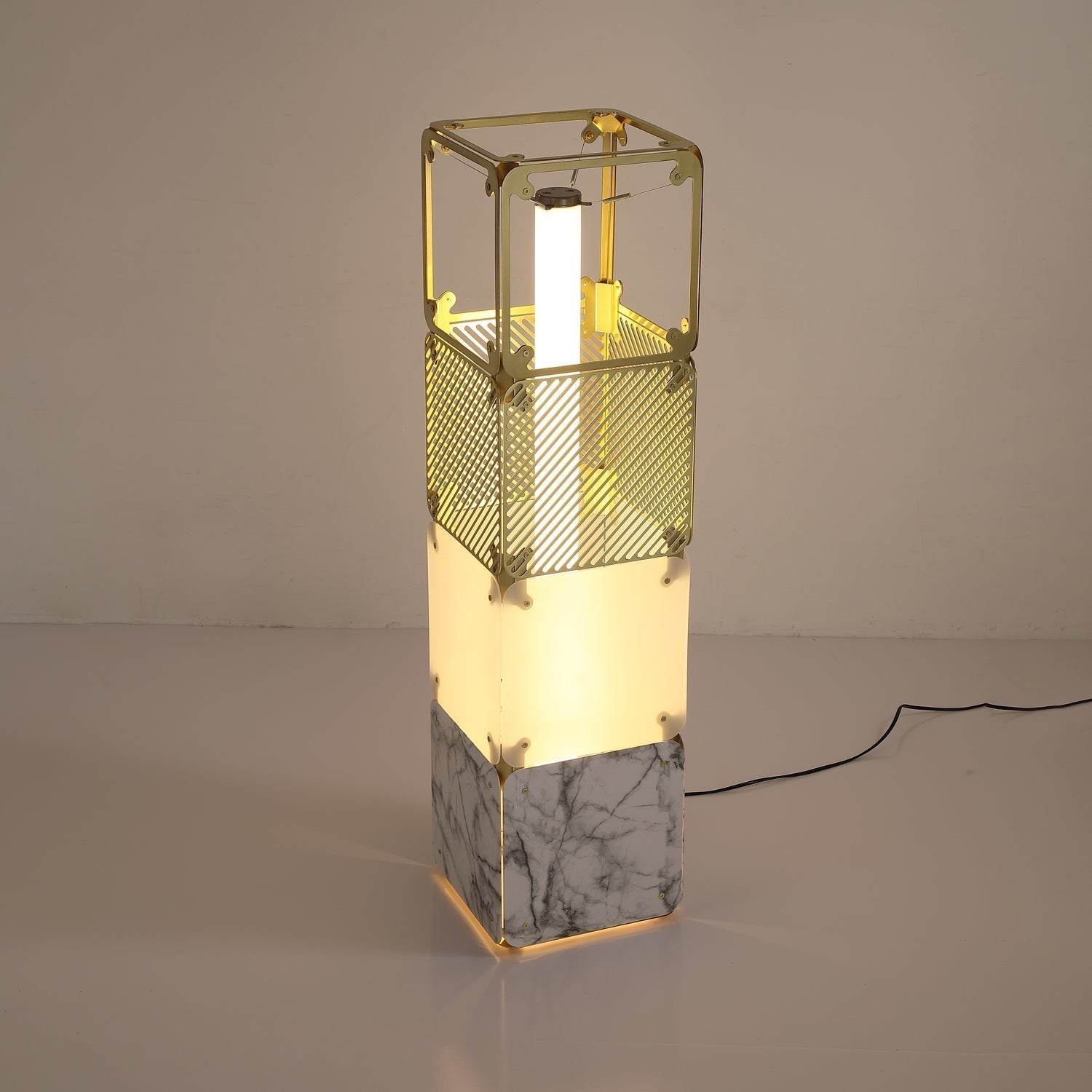 LuxeGrid Industrial Brass Floor Lamp