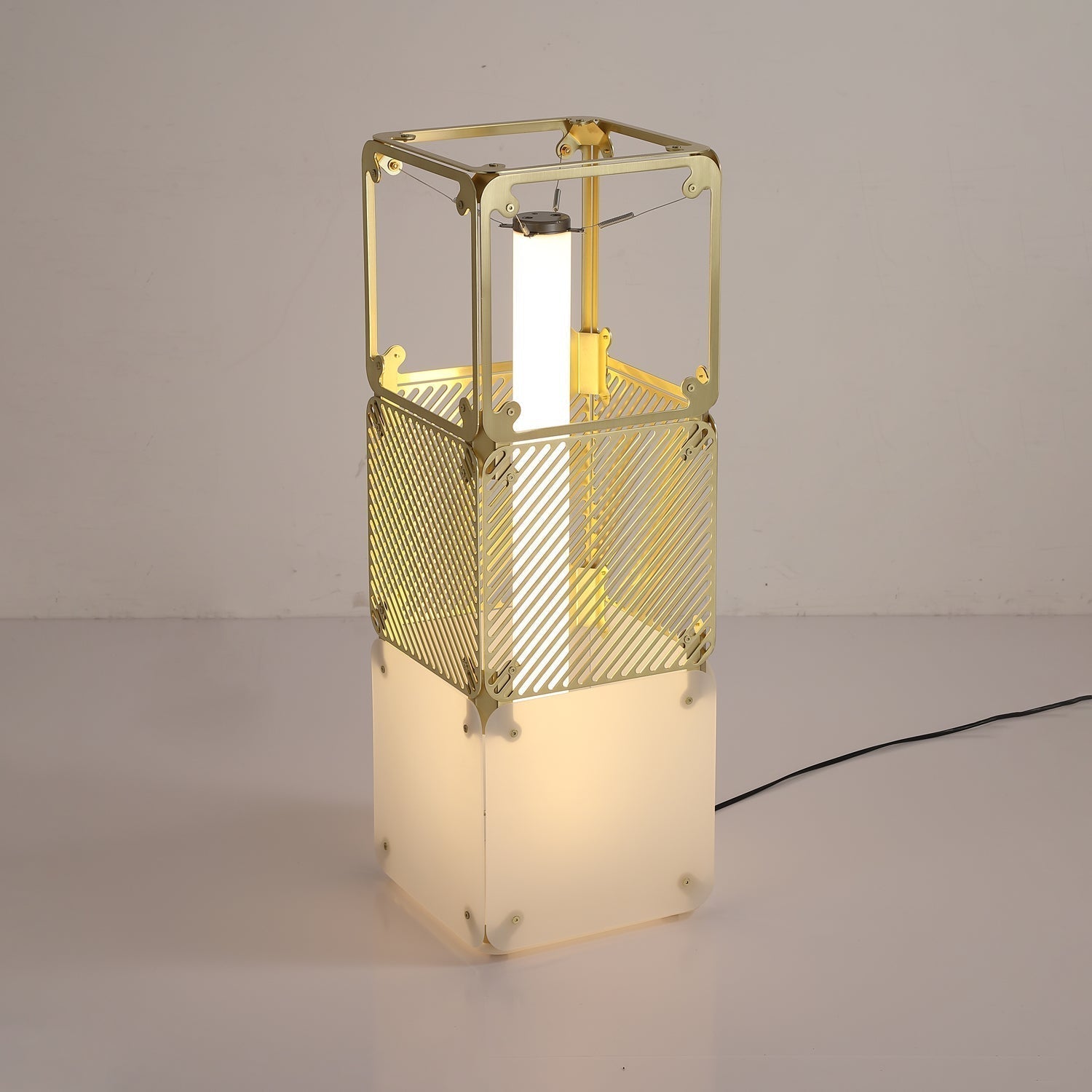 LuxeGrid Industrial Brass Floor Lamp