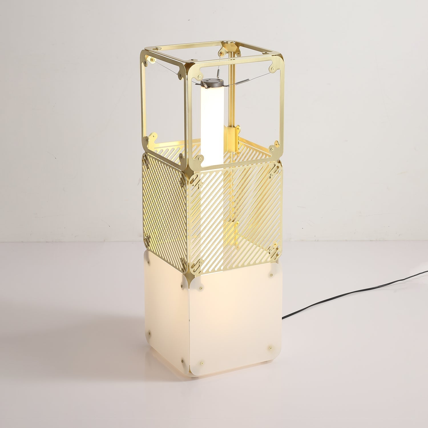 LuxeGrid Industrial Brass Floor Lamp